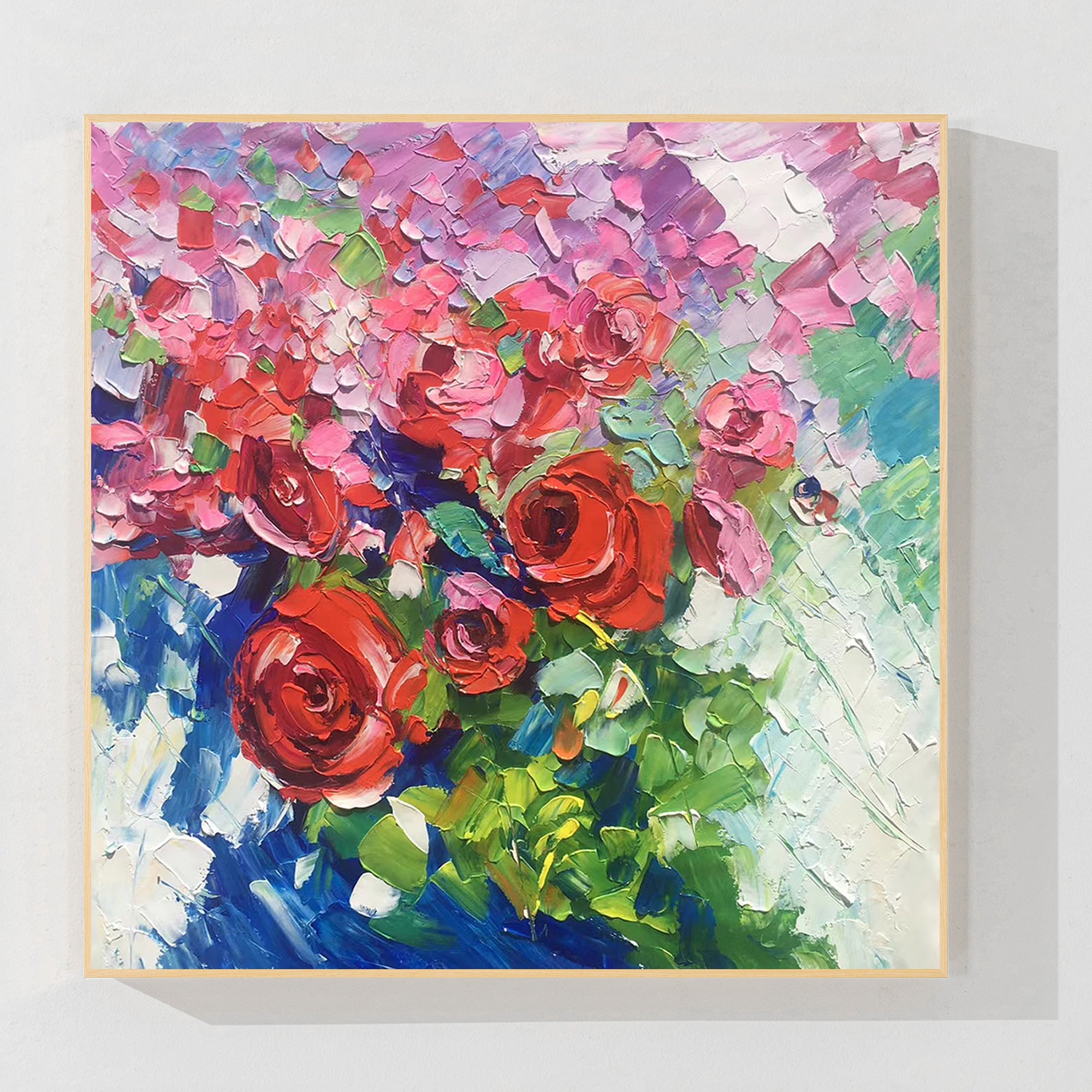 Red Pink 3D Rose Wall Art
