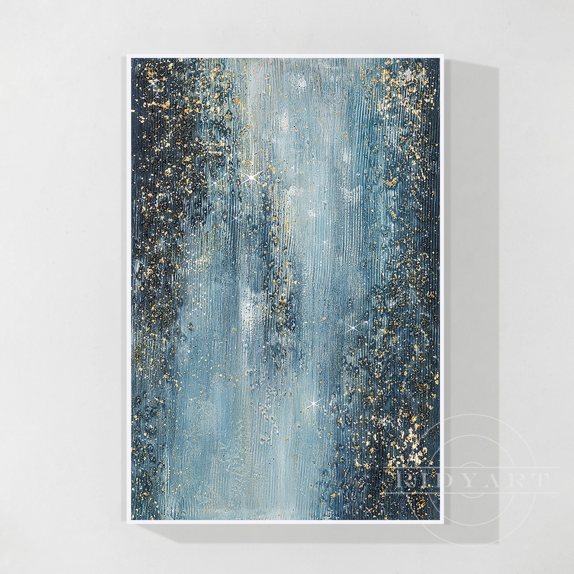 Wandkunst in Marineblau und Gold