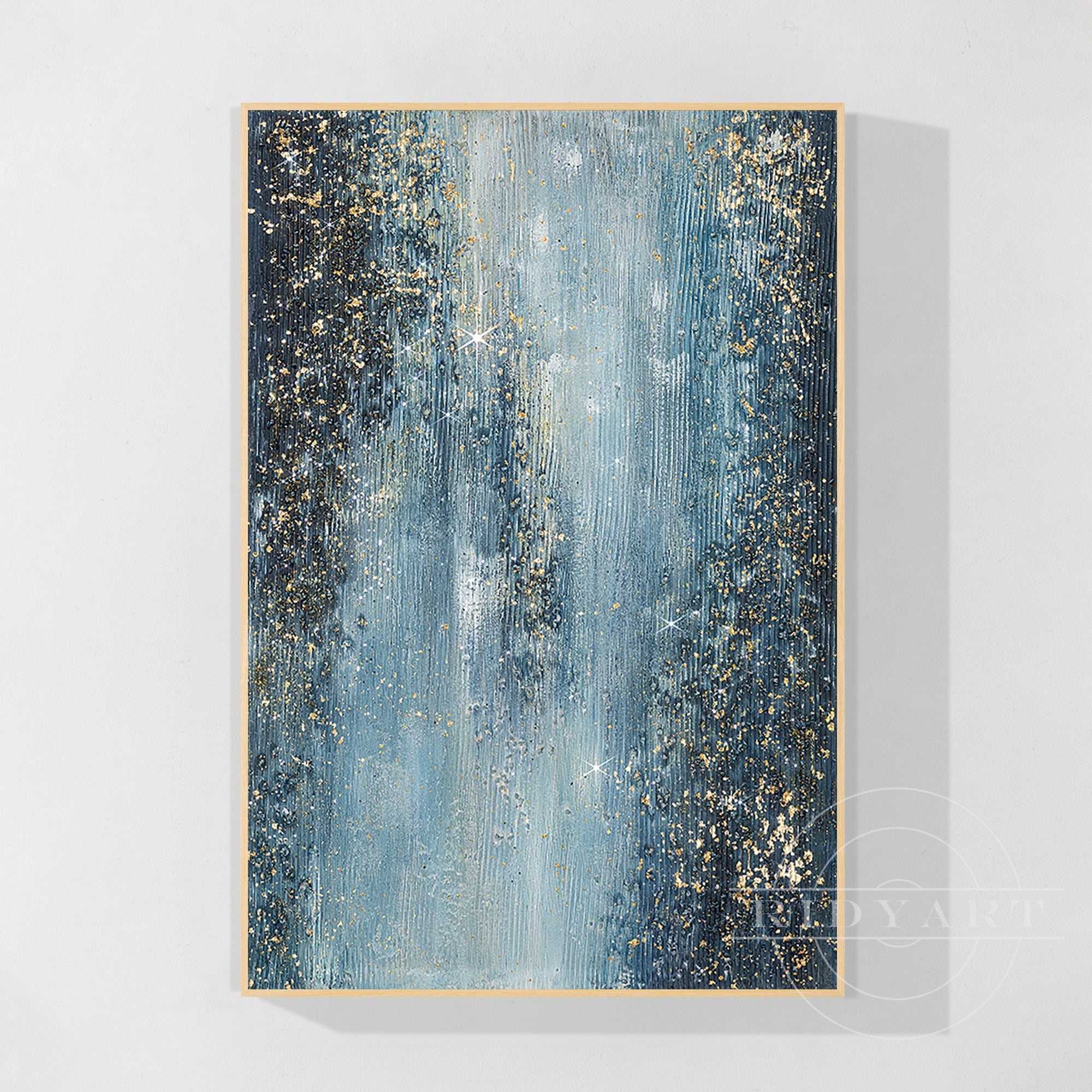 Wandkunst in Marineblau und Gold