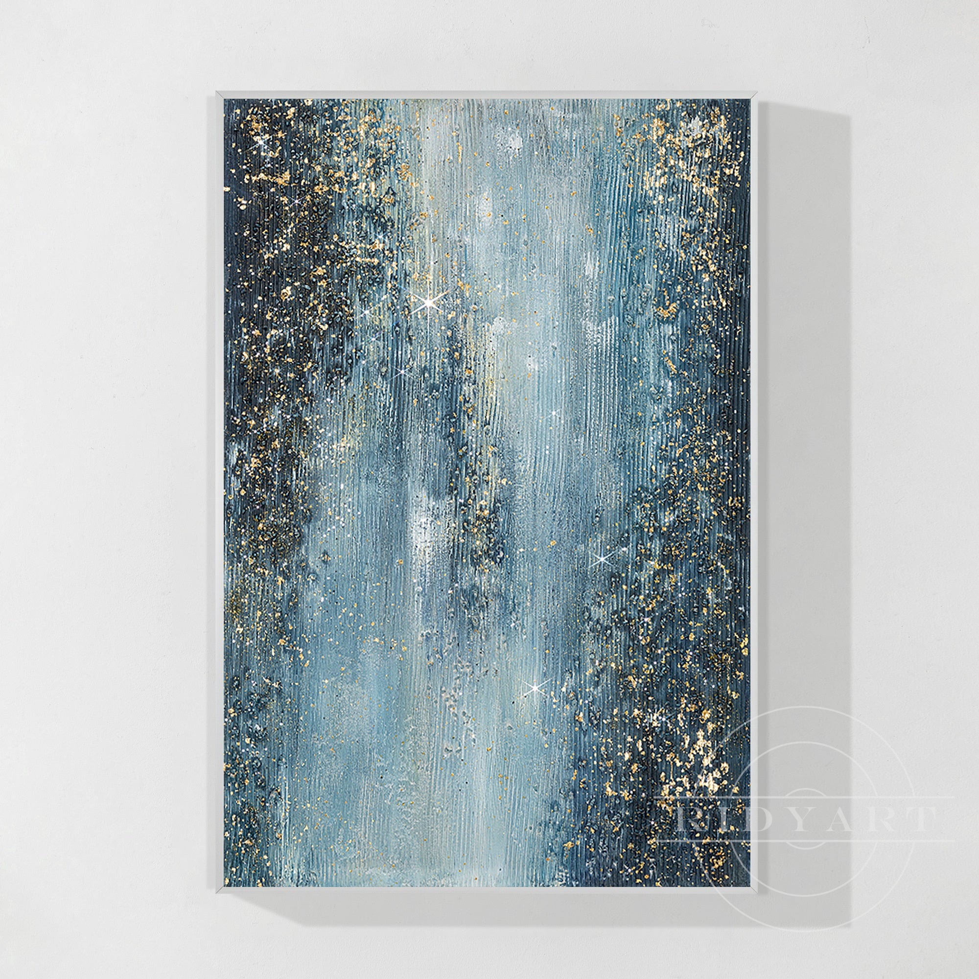 Wandkunst in Marineblau und Gold