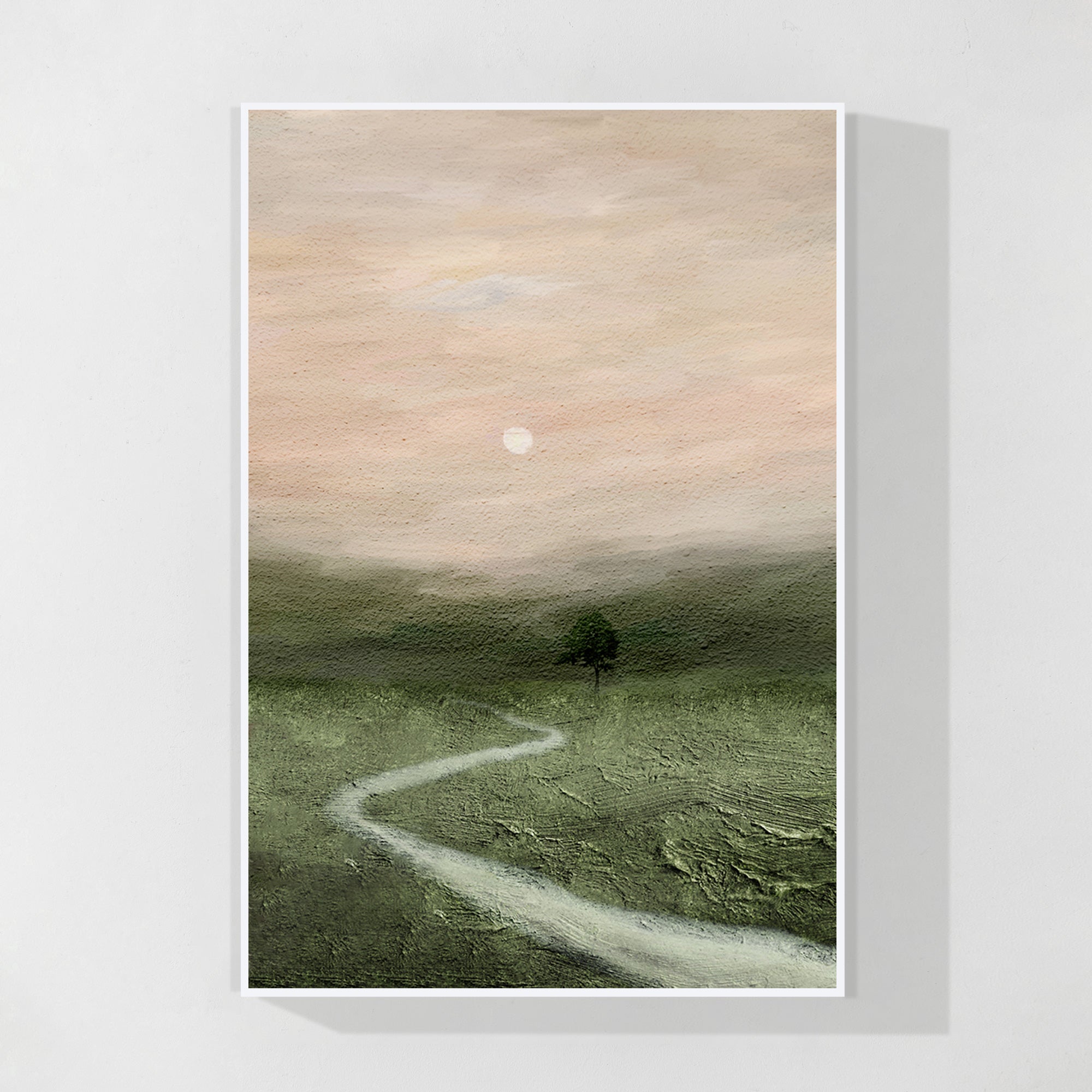 Grünes Landschaftsölgemälde, neutrale Wandkunst