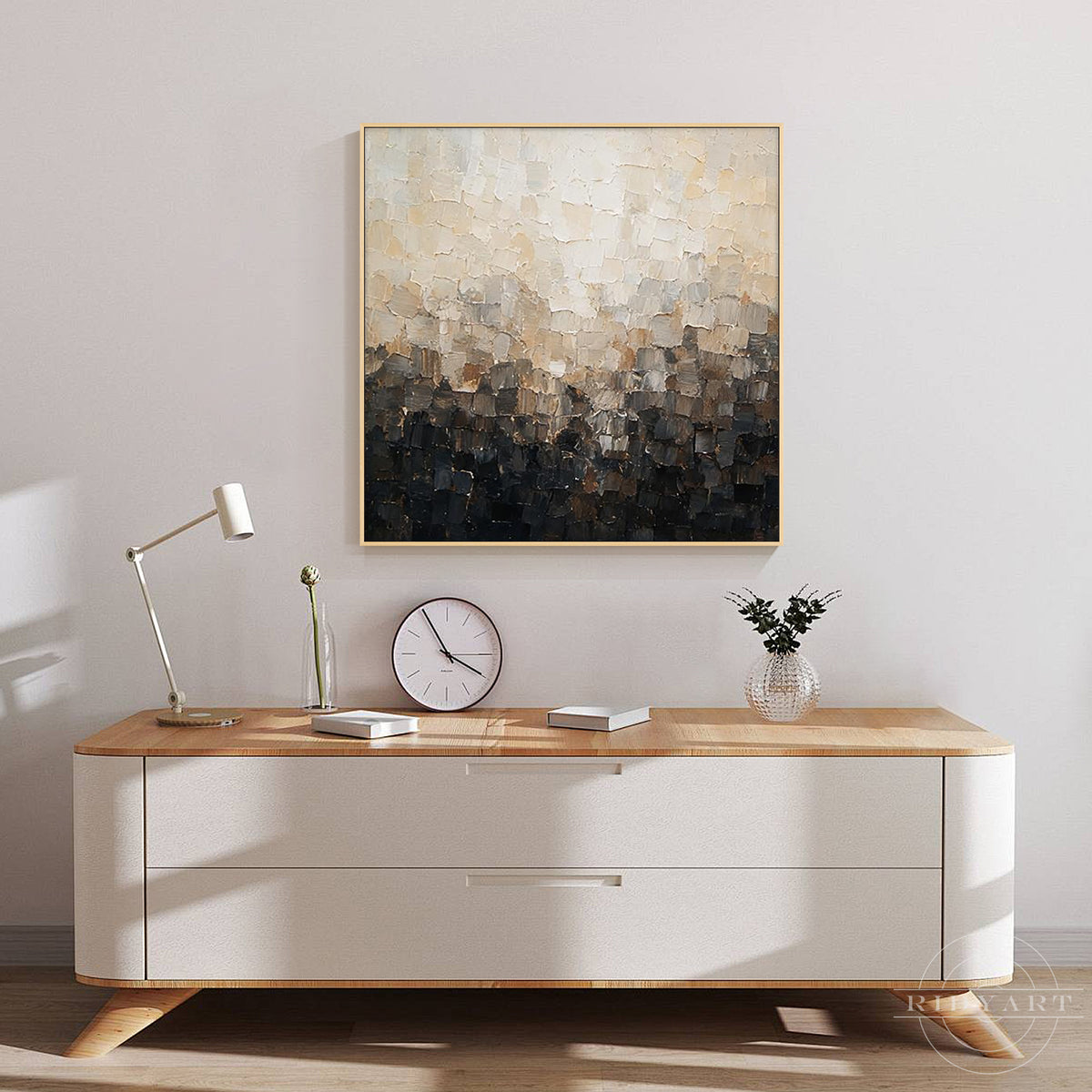 Hand-painted organic abstract artwork with layered textured brushstrokes