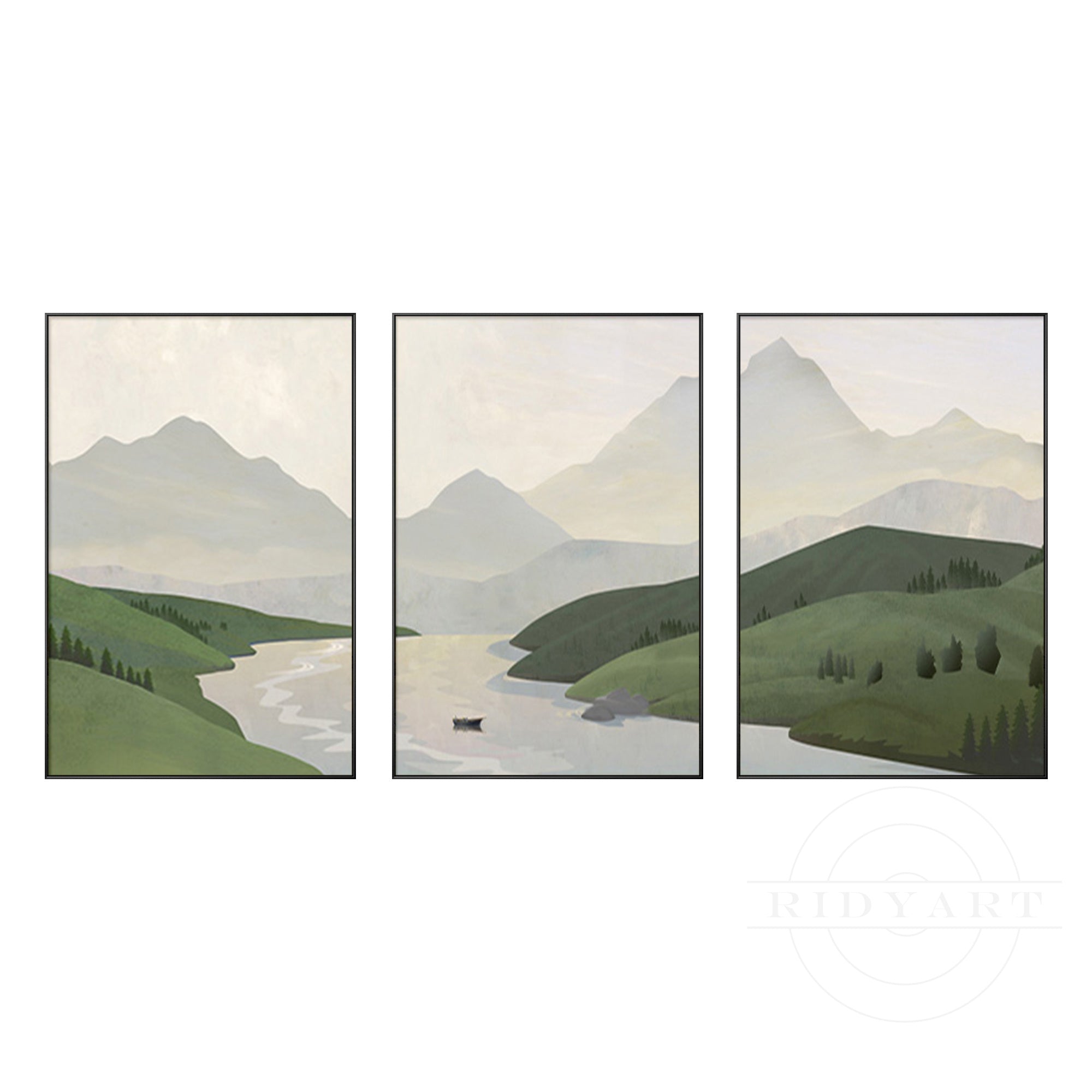 Triptych mountain art