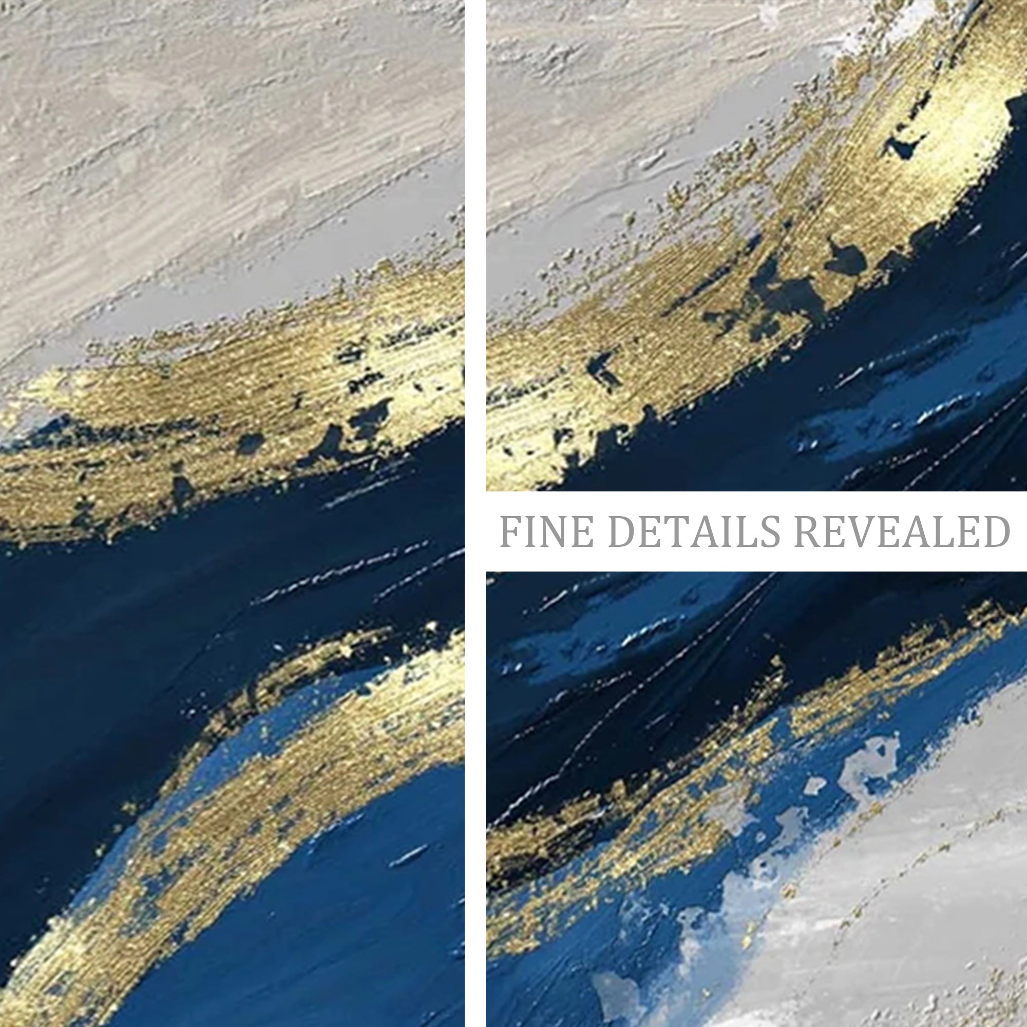 Marineblauw Goud Oceaan Schilderij
