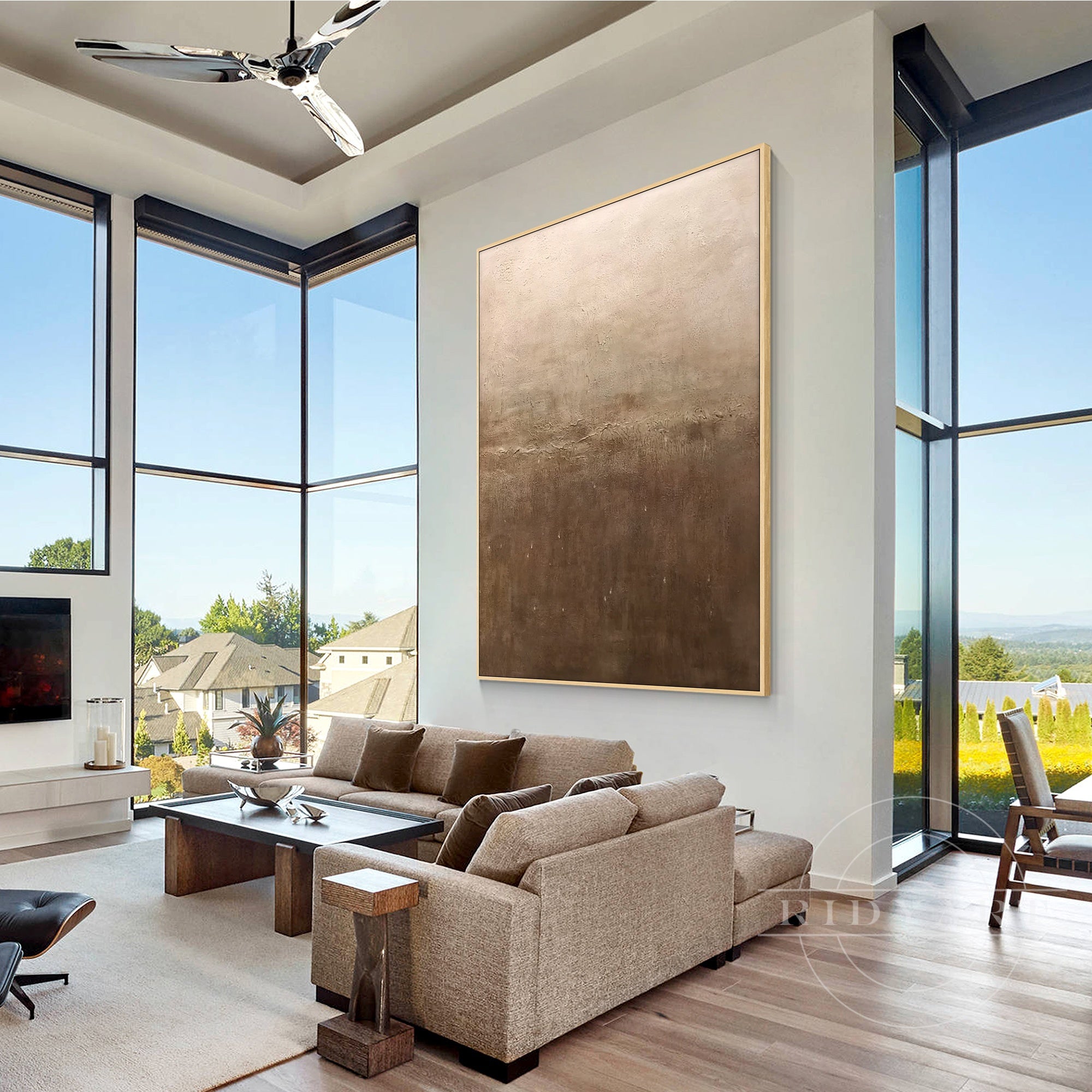 maximalist abstract brown canvas wall art