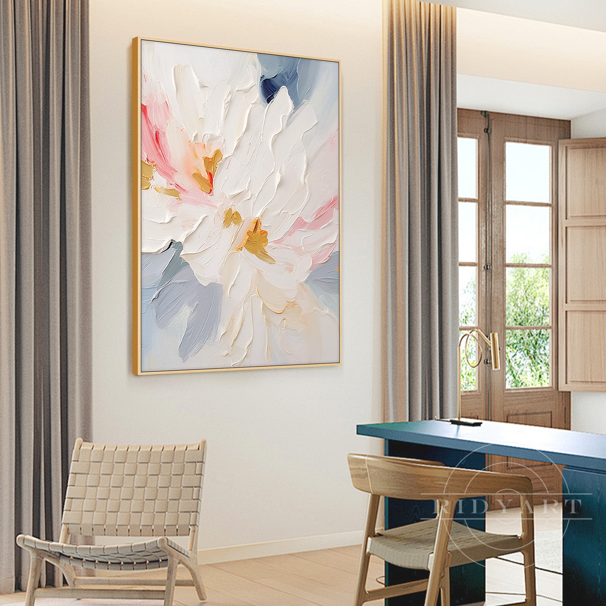 colorful pastel abstract flower painting modern home decor