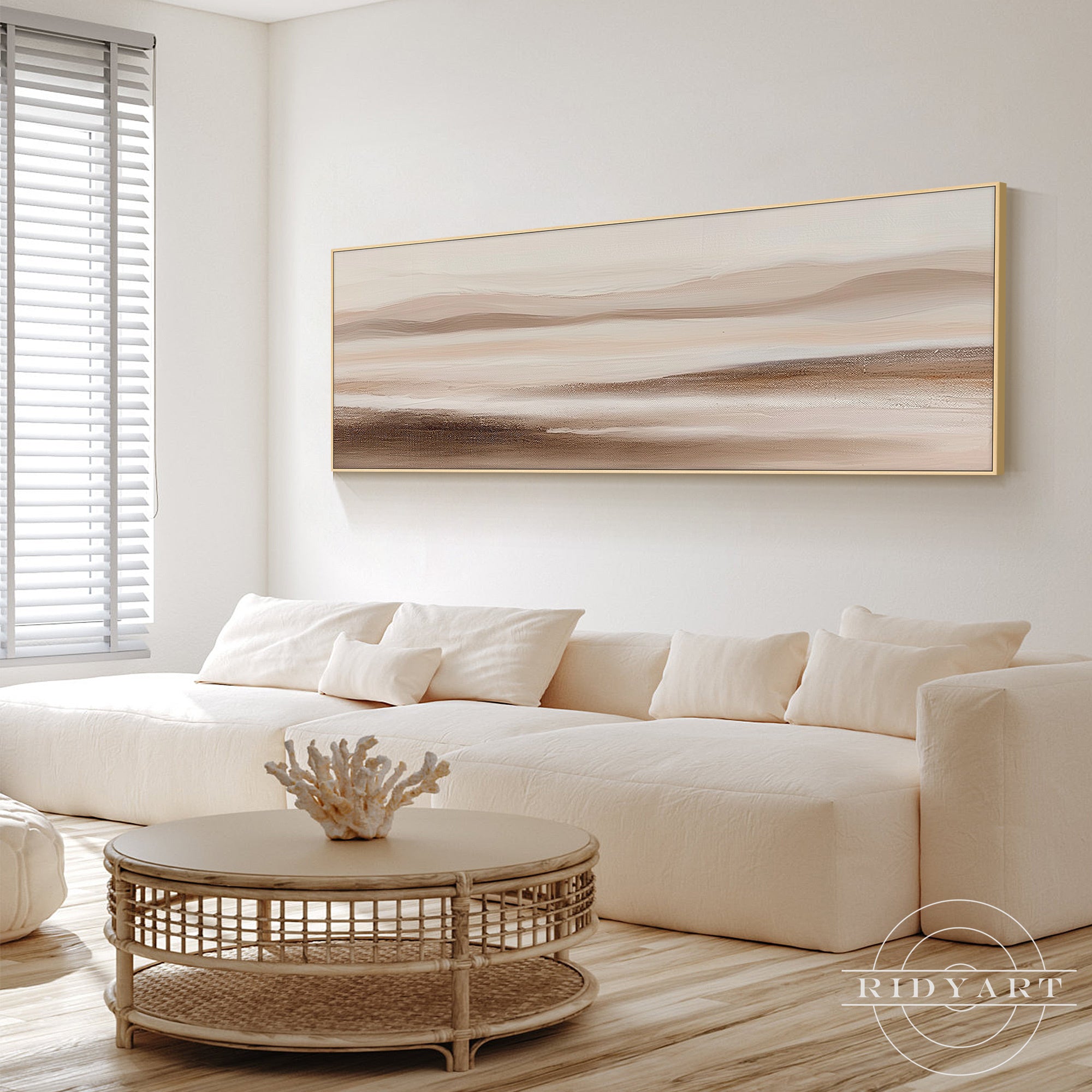 Textured handmade abstract artwork in calm earth tone colors