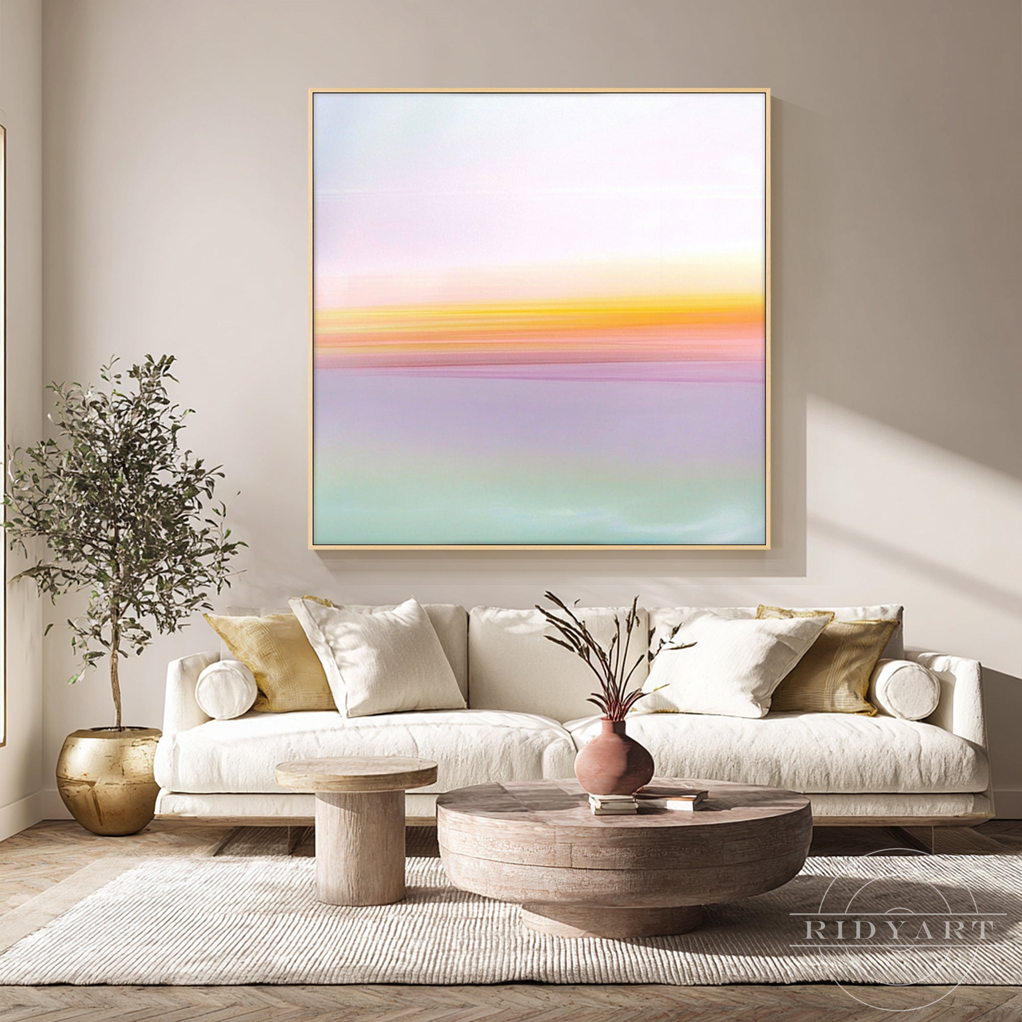 Soft pastel abstract seascape painting for modern home decor