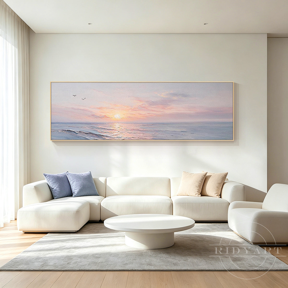 Close-up of thick palette knife texture on coastal sea waves canvas painting