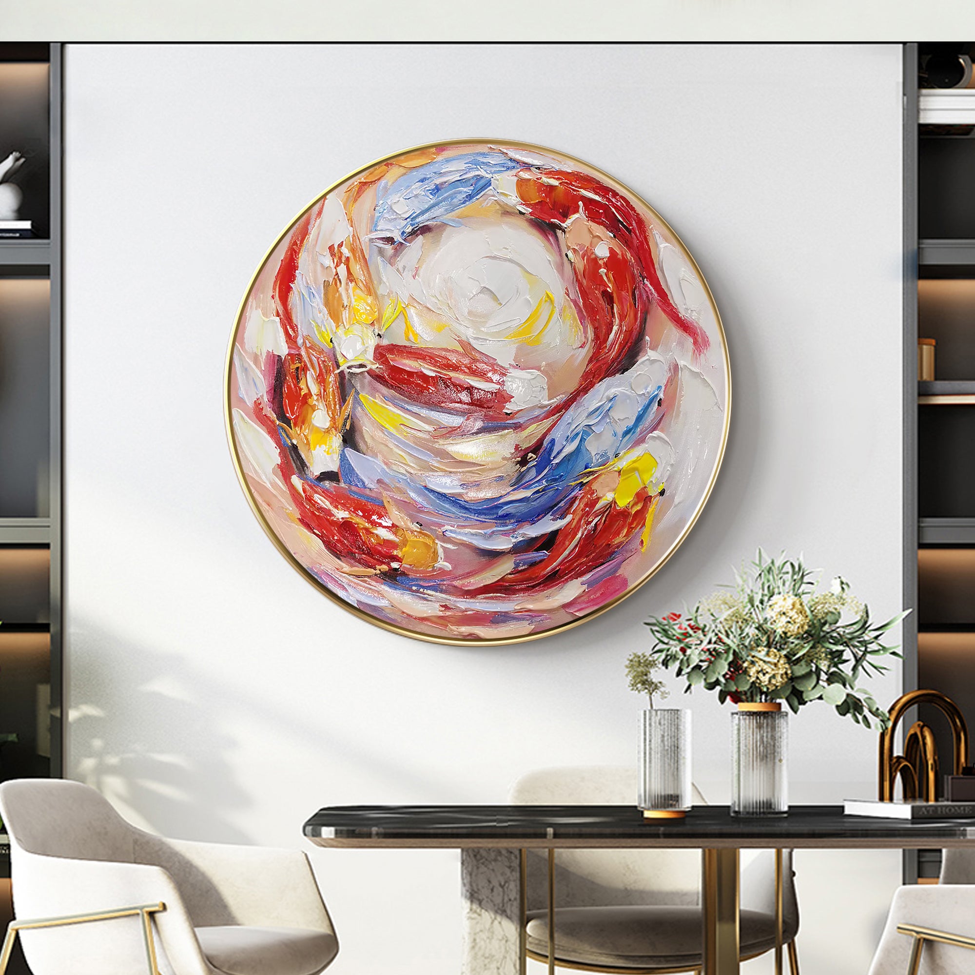Colorful KOI Fish Swim Circle Painting