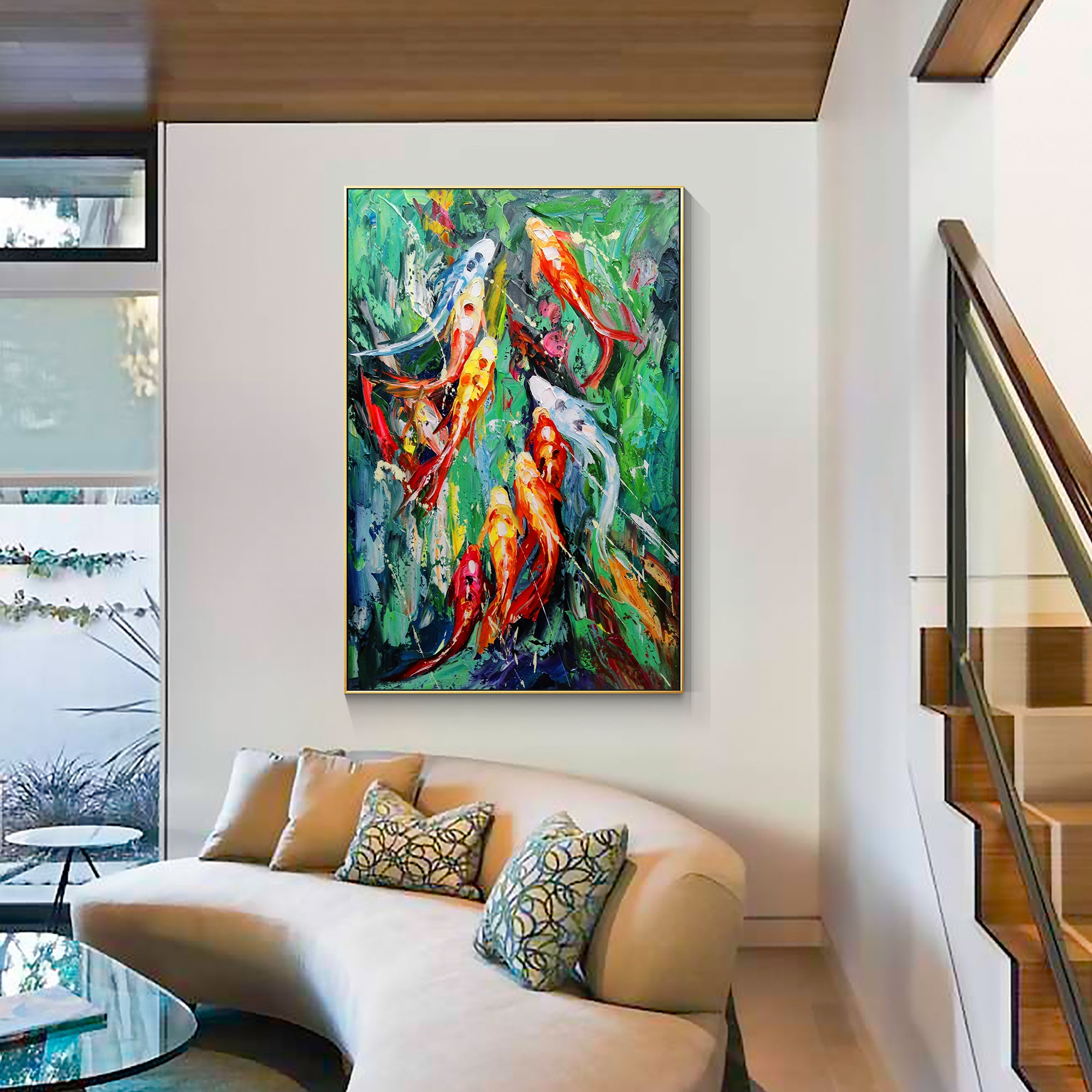 Bunte KOI Fisch Malerei Zen Kunst