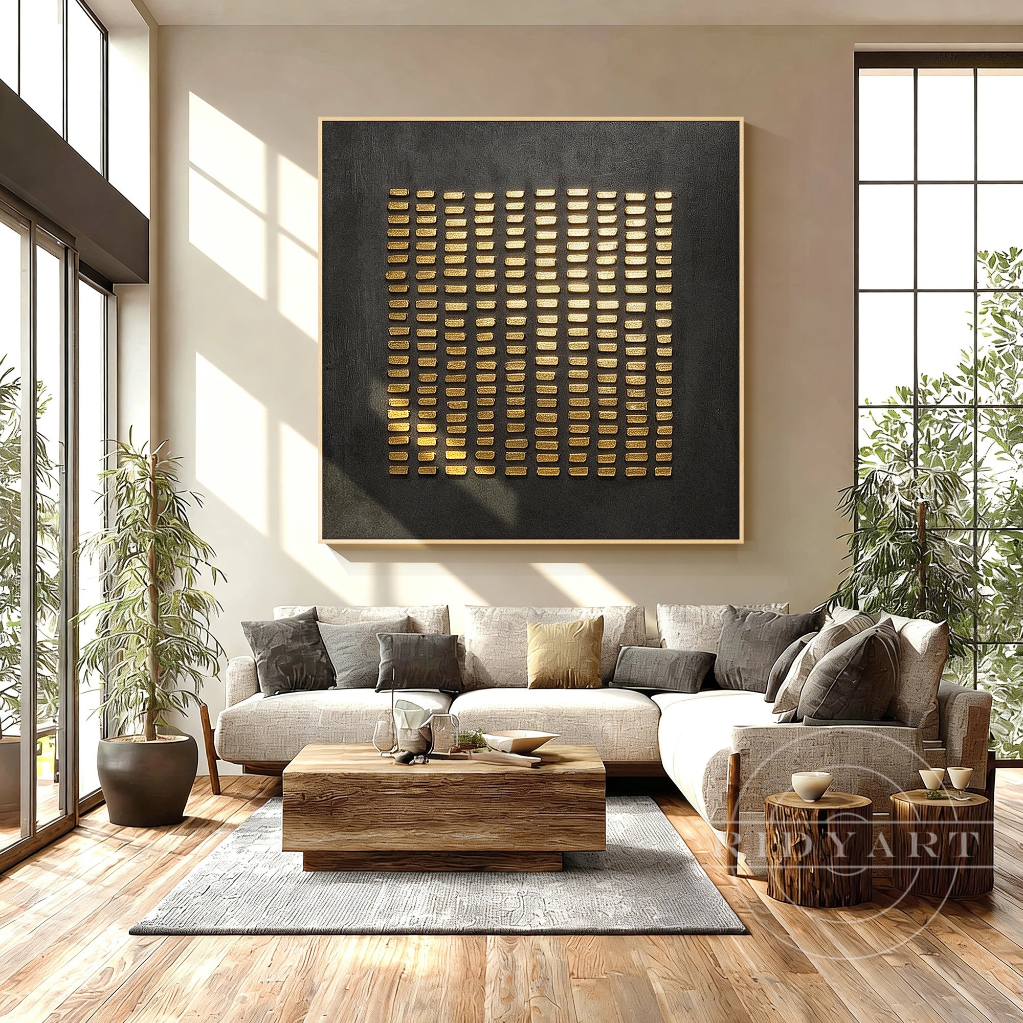Hand painted gold canvas painting