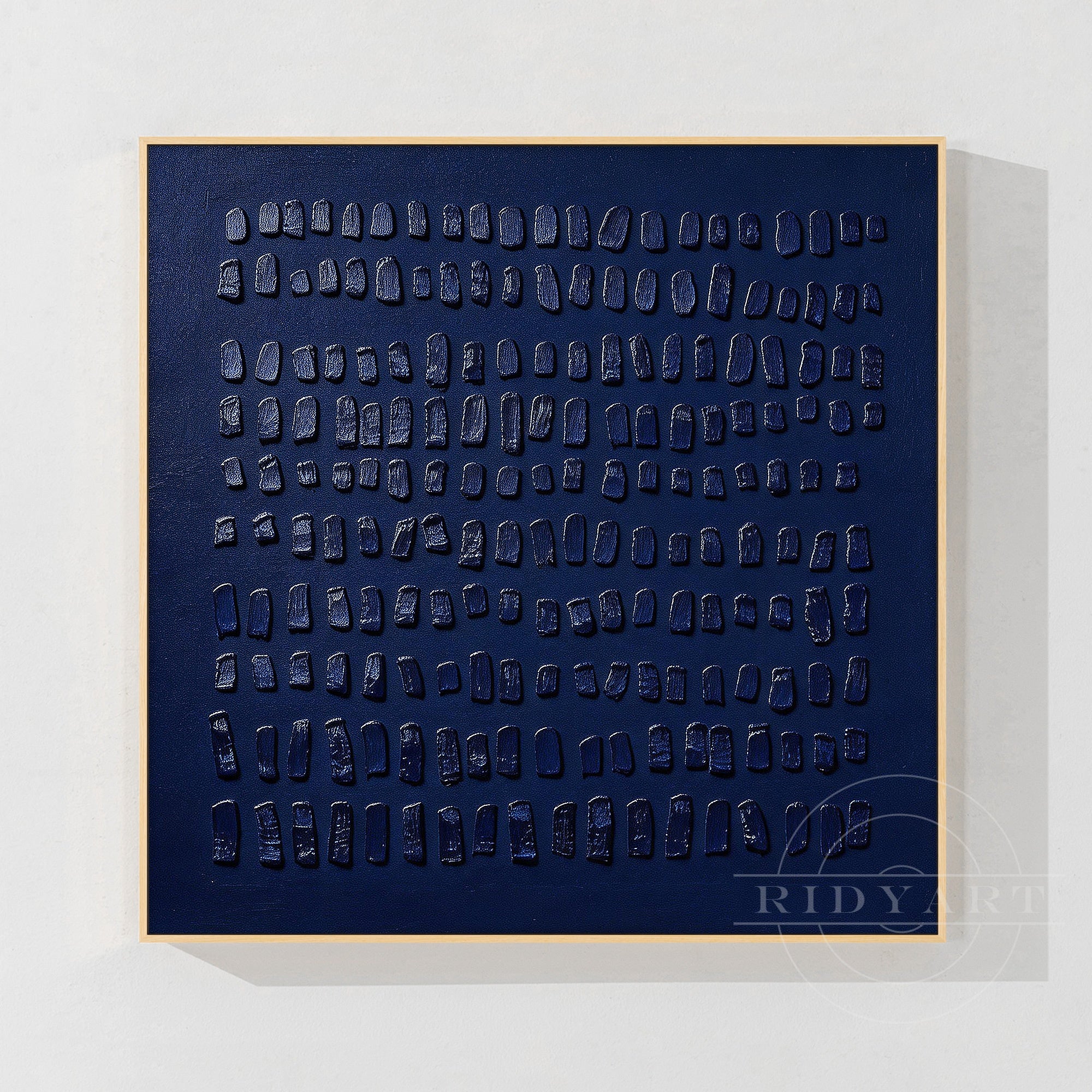 Hand painted navy blue abstract textured wall art