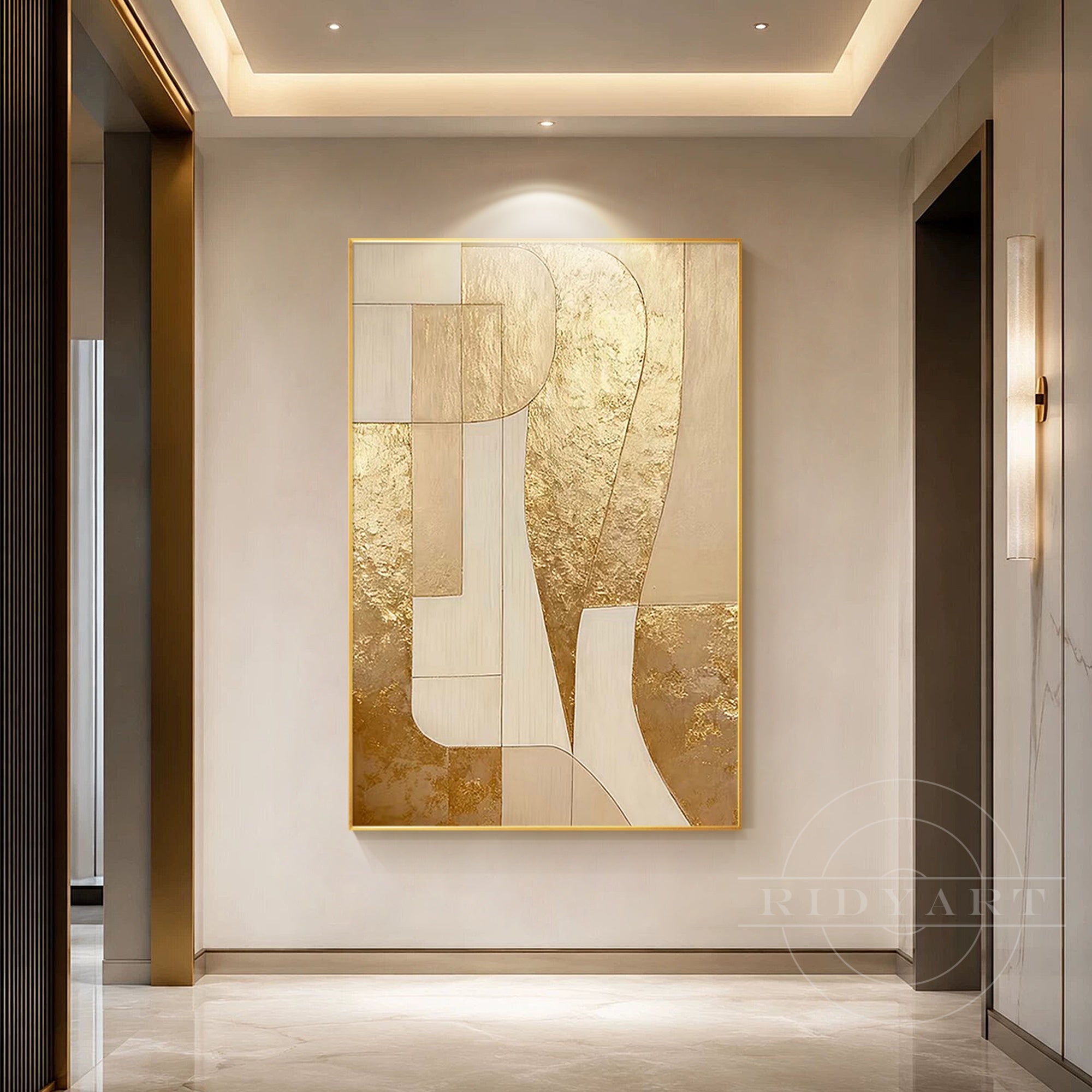 Modern beige gold wall decor artwork