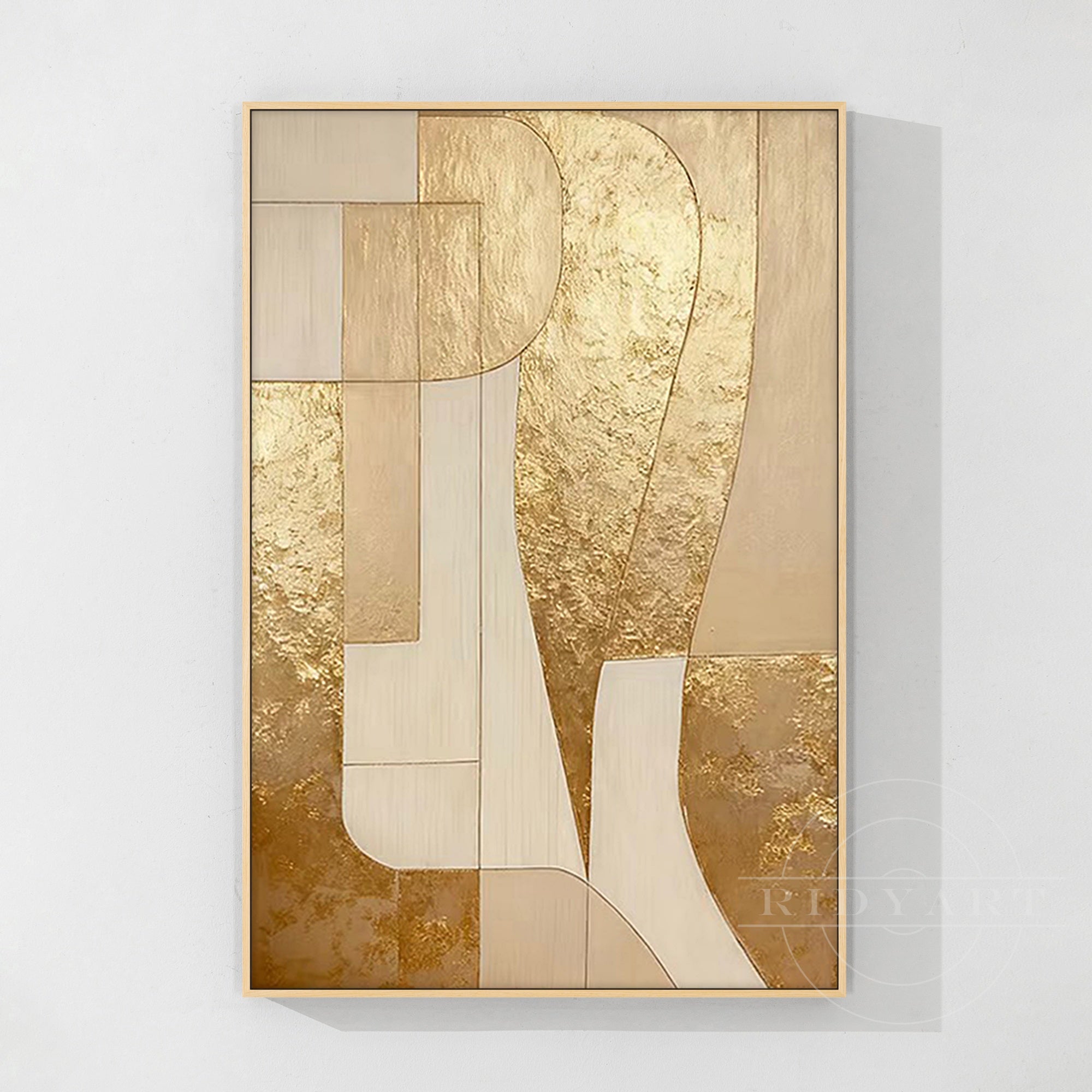 Hand painted gold abstract wall art