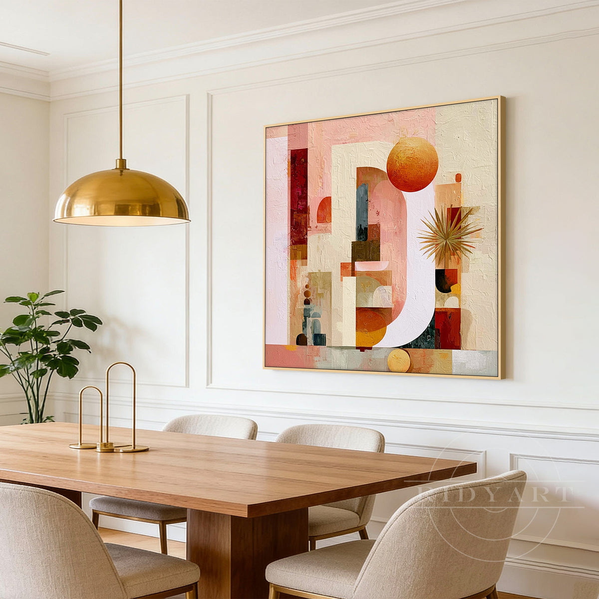 Mid century modern sun abstract canvas.