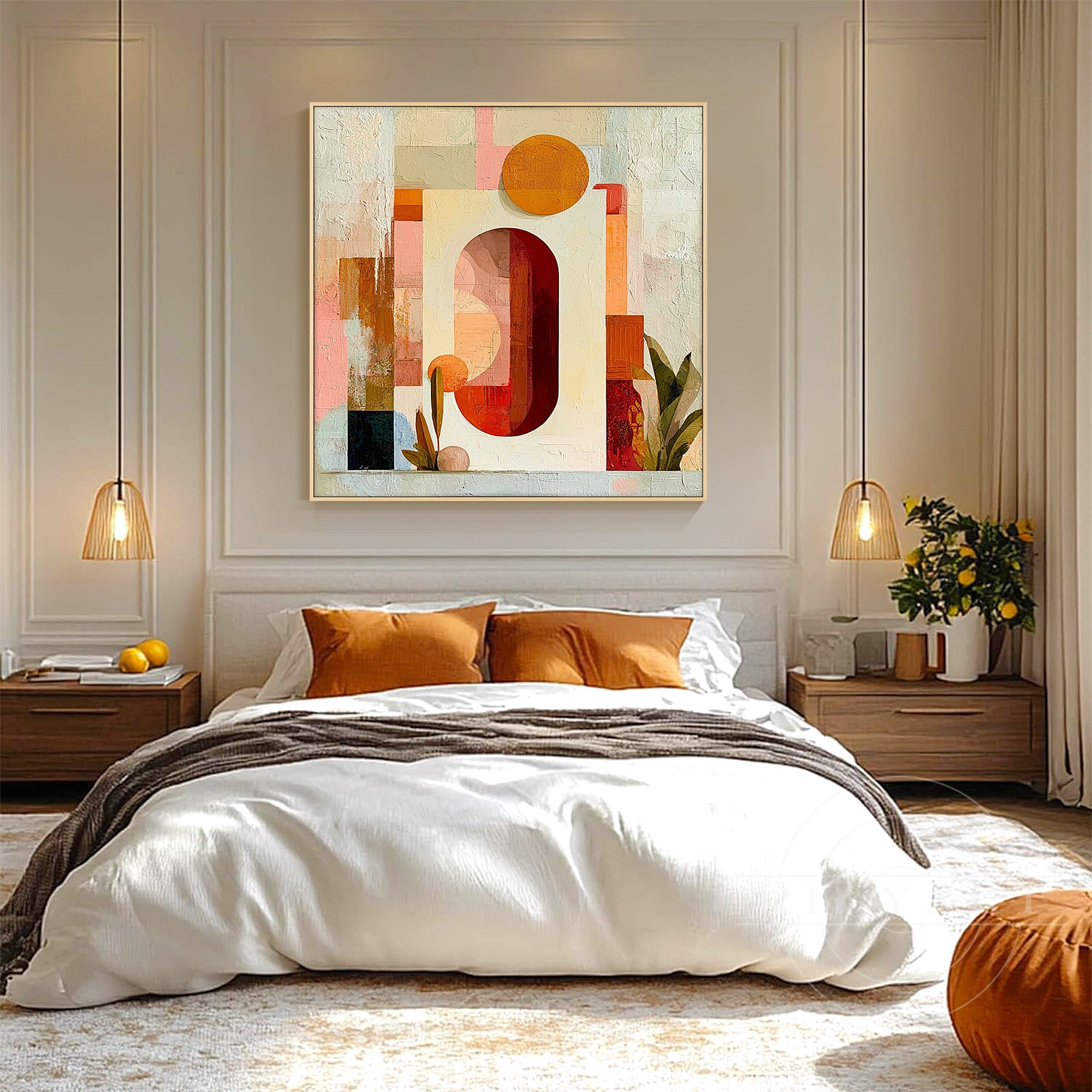 Boho botanical geometric wall decor.
