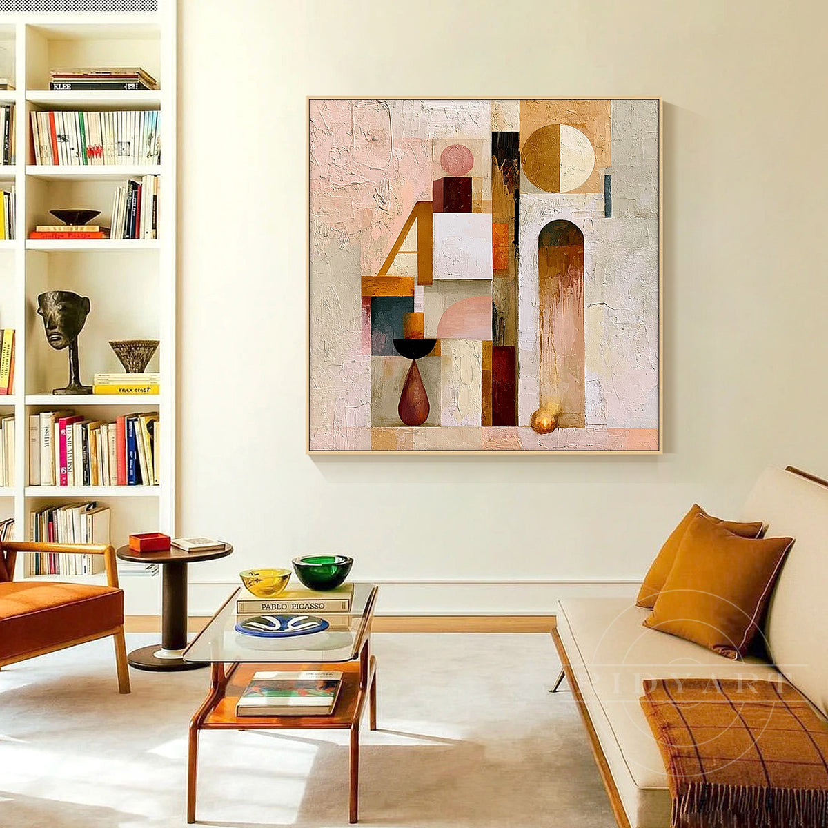 Geometric balance textured abstract wall art.