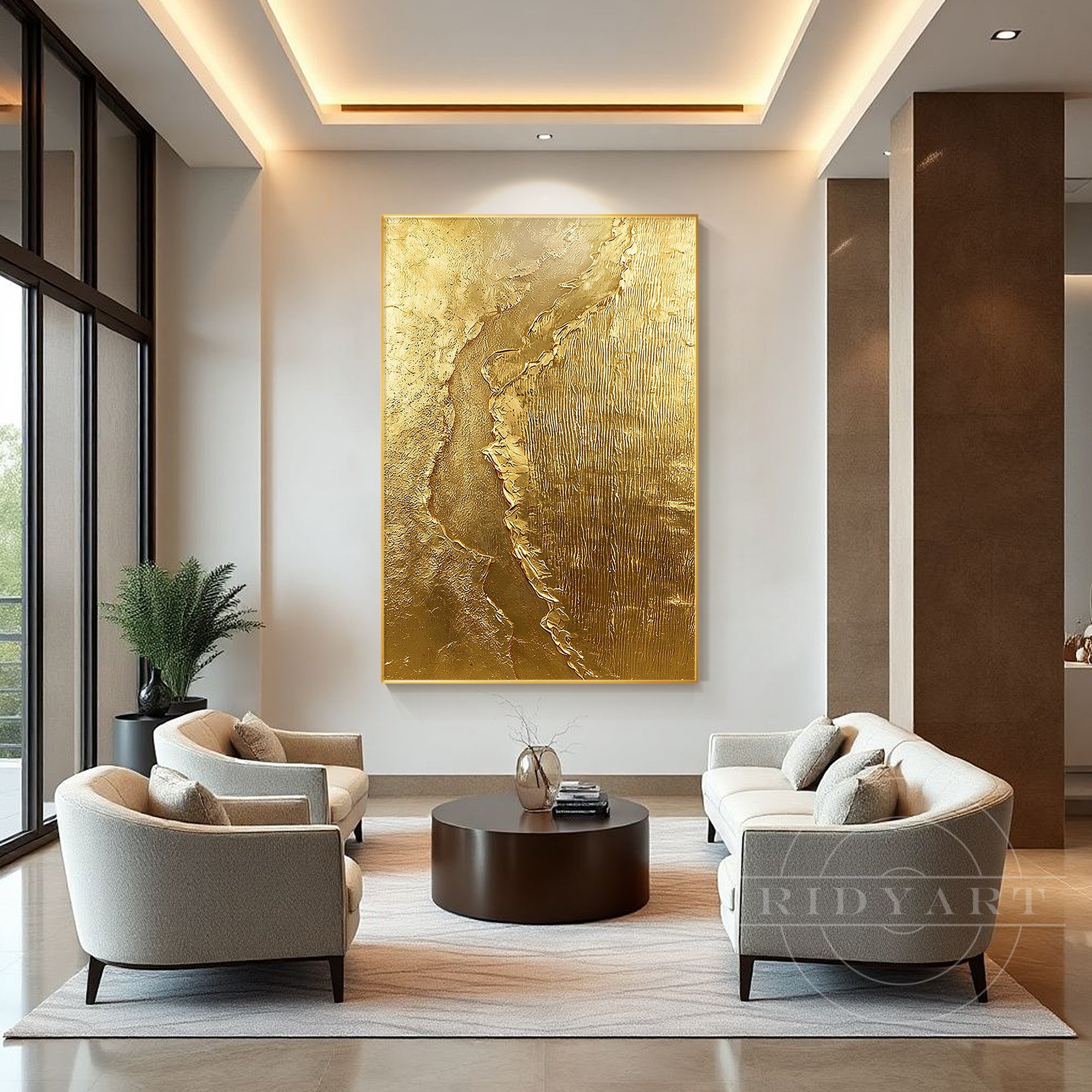 Luxury gold metallic abstract painting