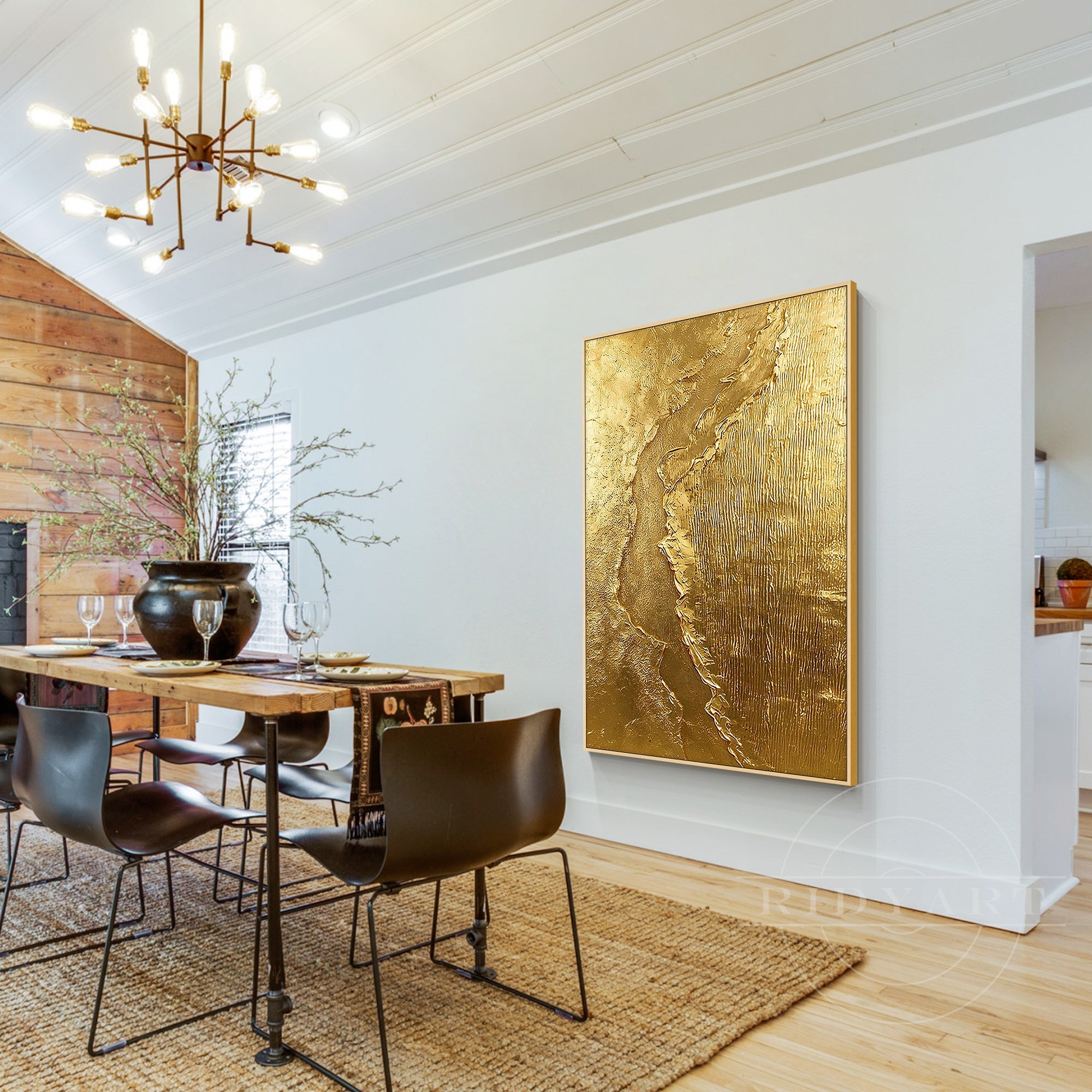 Sculptural textured gold wall decor