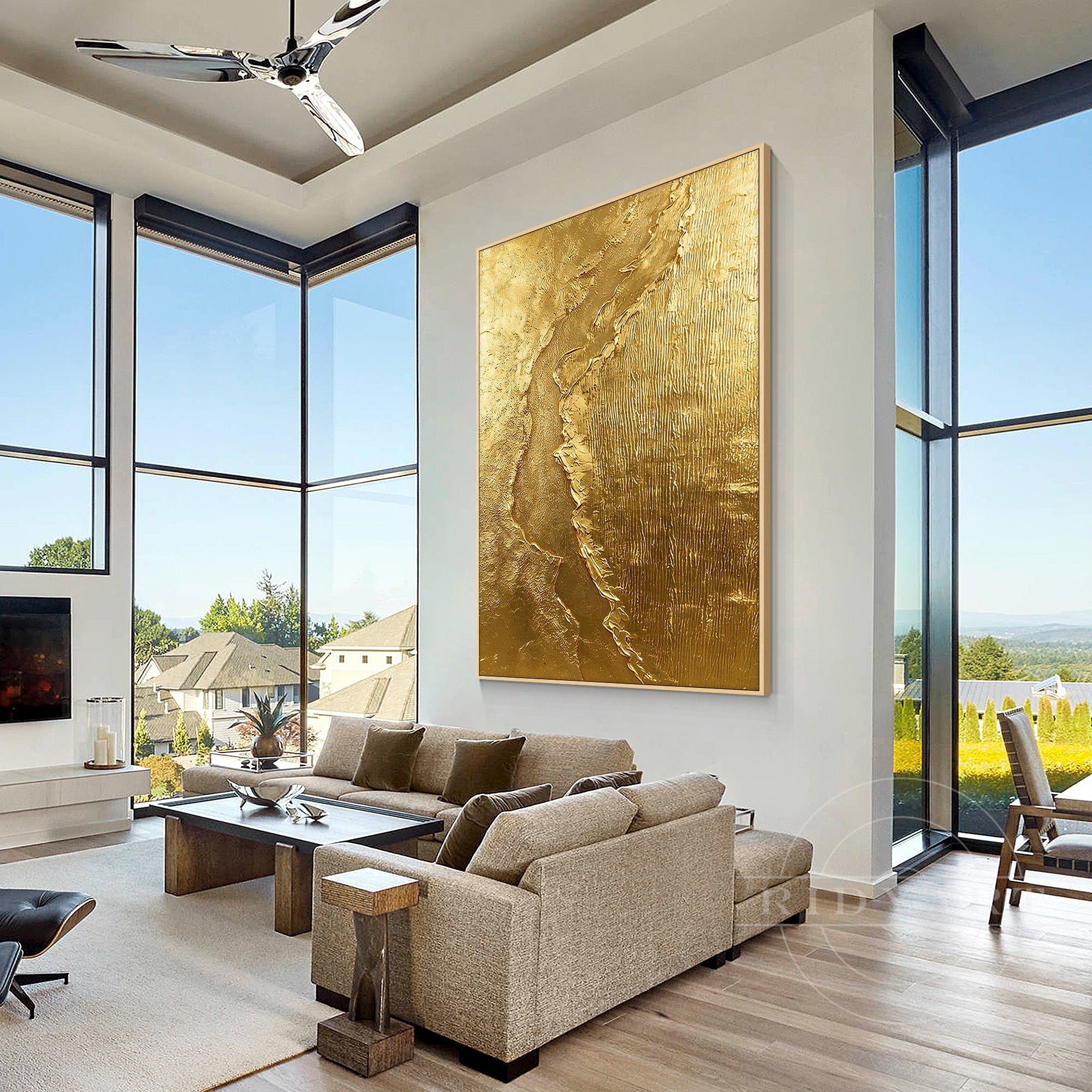 Modern monochrome gold statement artwork