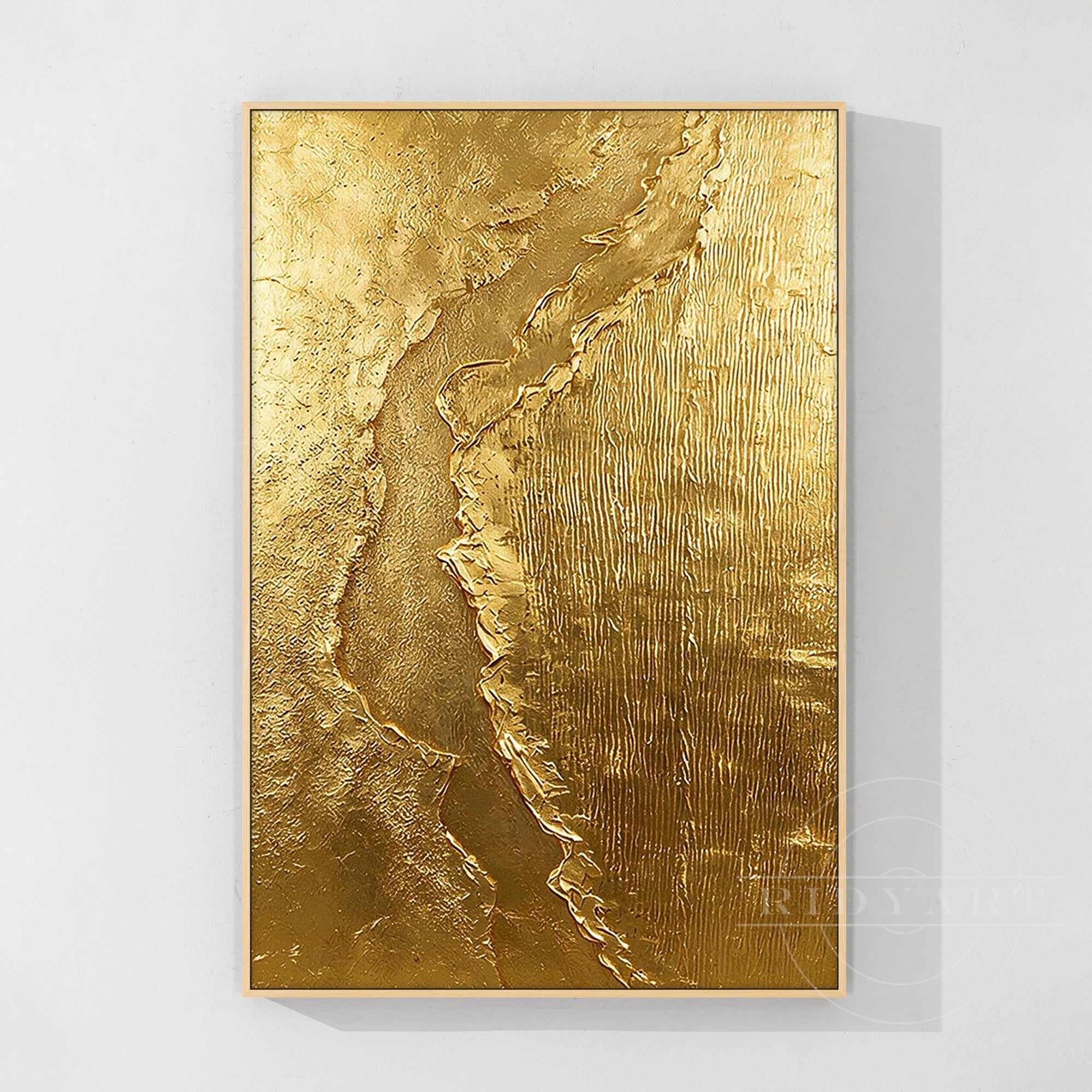 Textured liquid gold abstract wall art