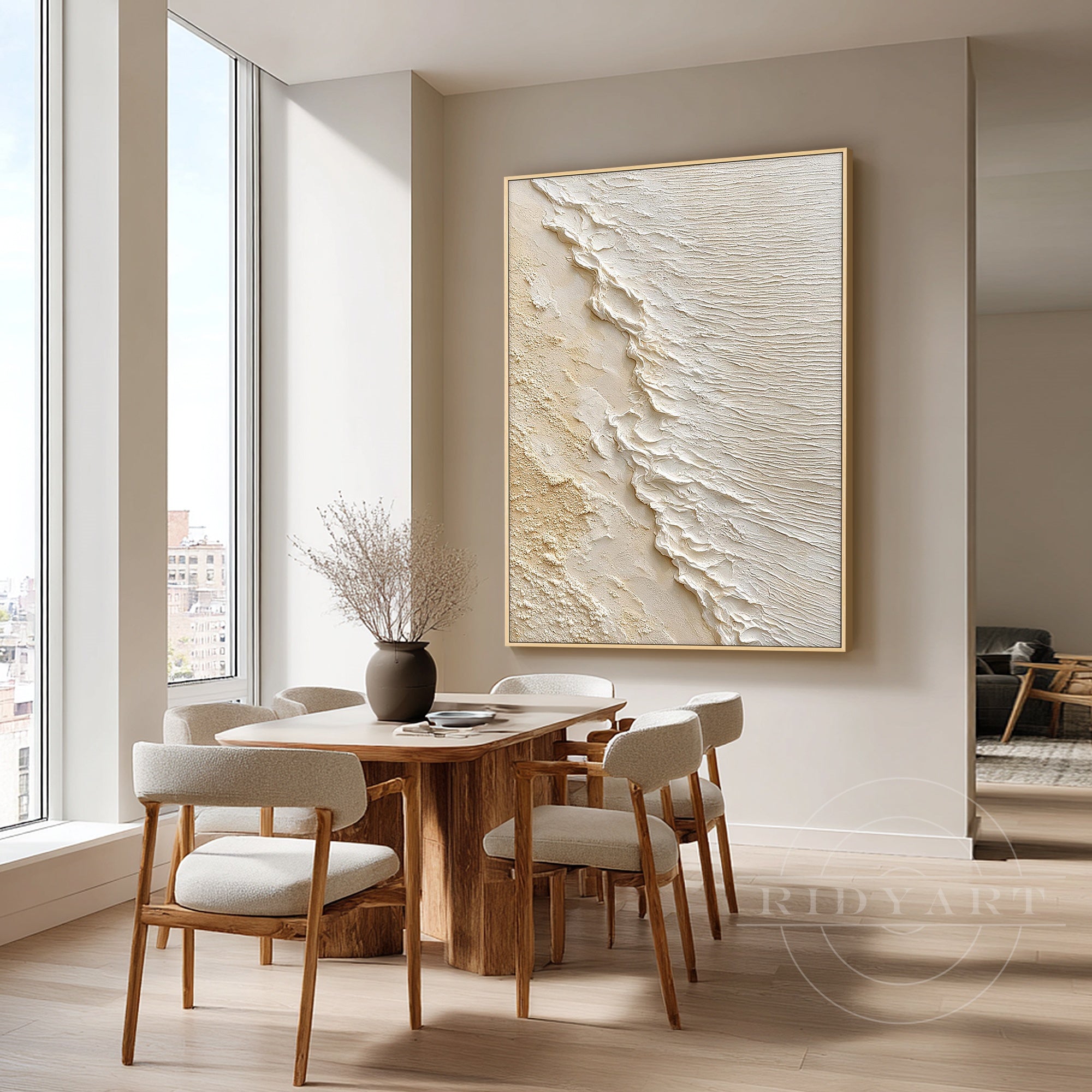 Neutral coastal abstract wall art