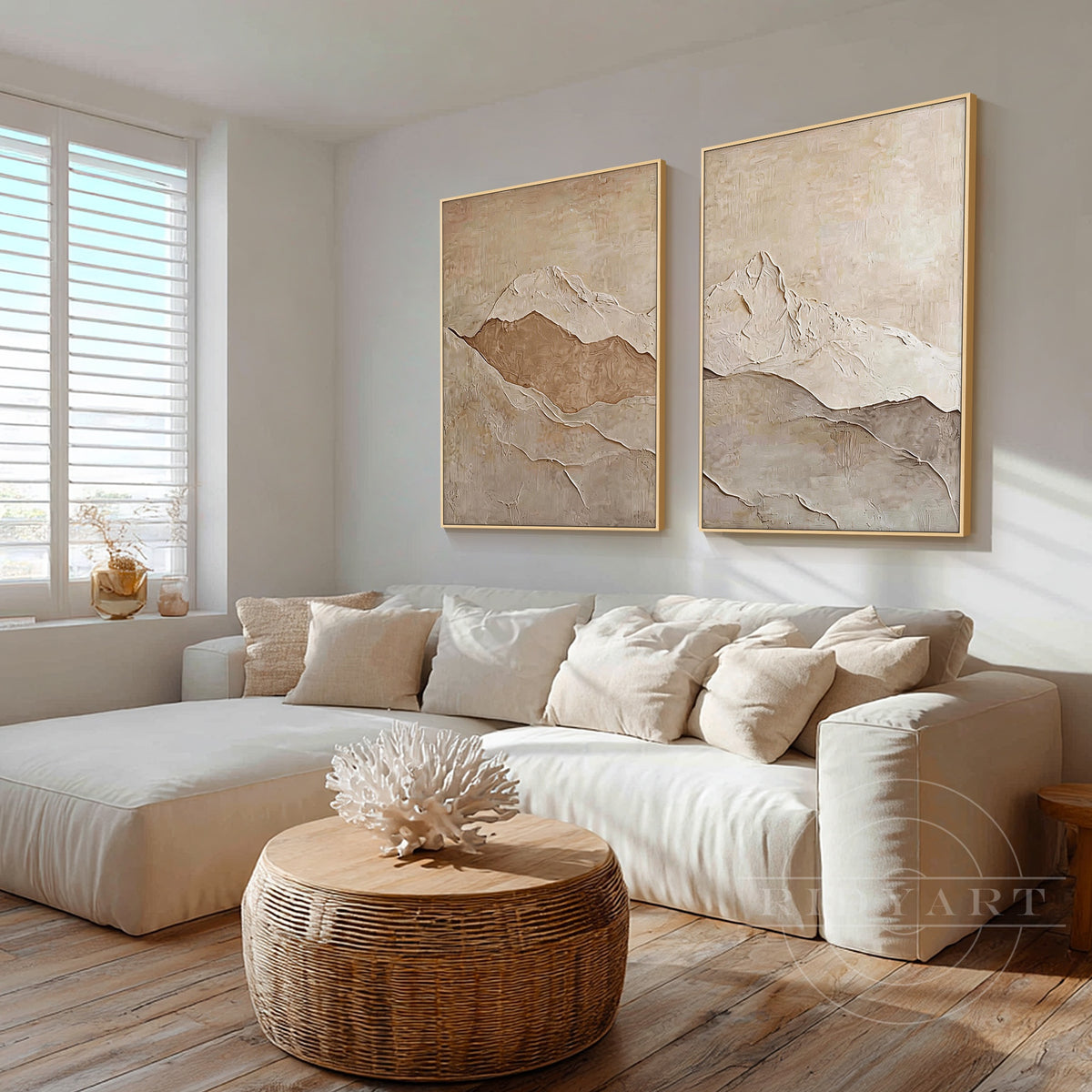 Wabi sabi organic textured canvas set of 2.