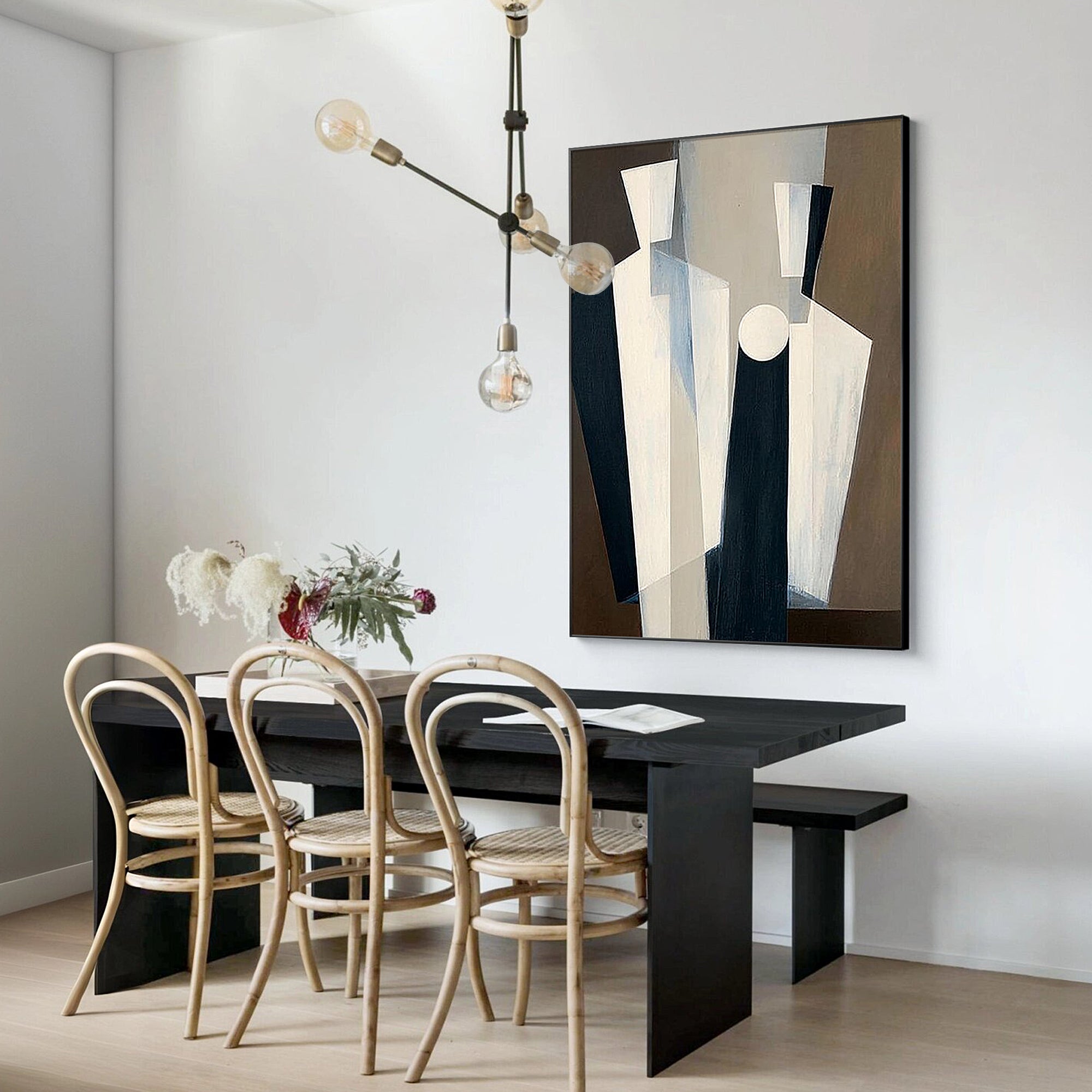 contemporary figure wall art in stylish neutral interior