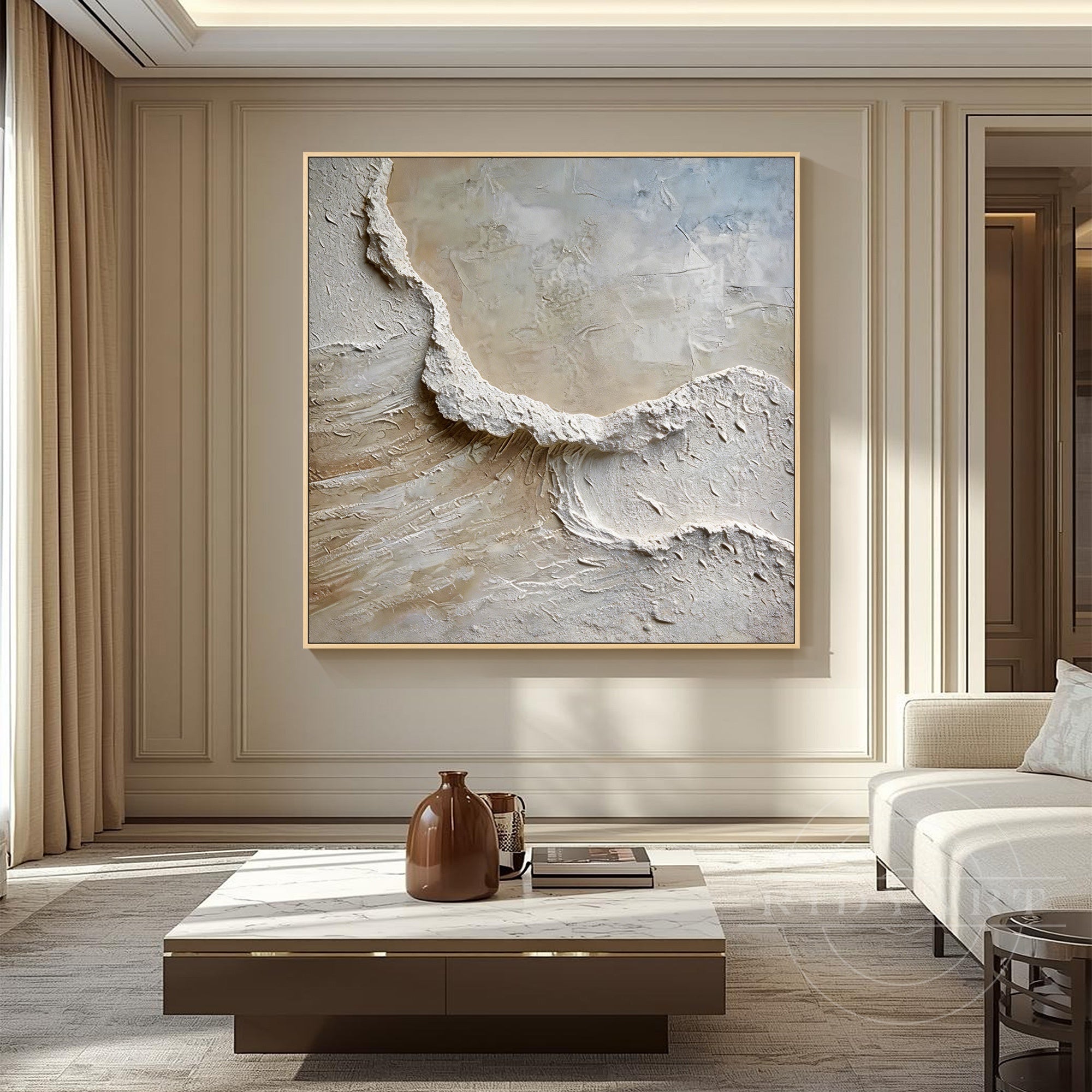 sculptural plaster art neutral tones wall decor