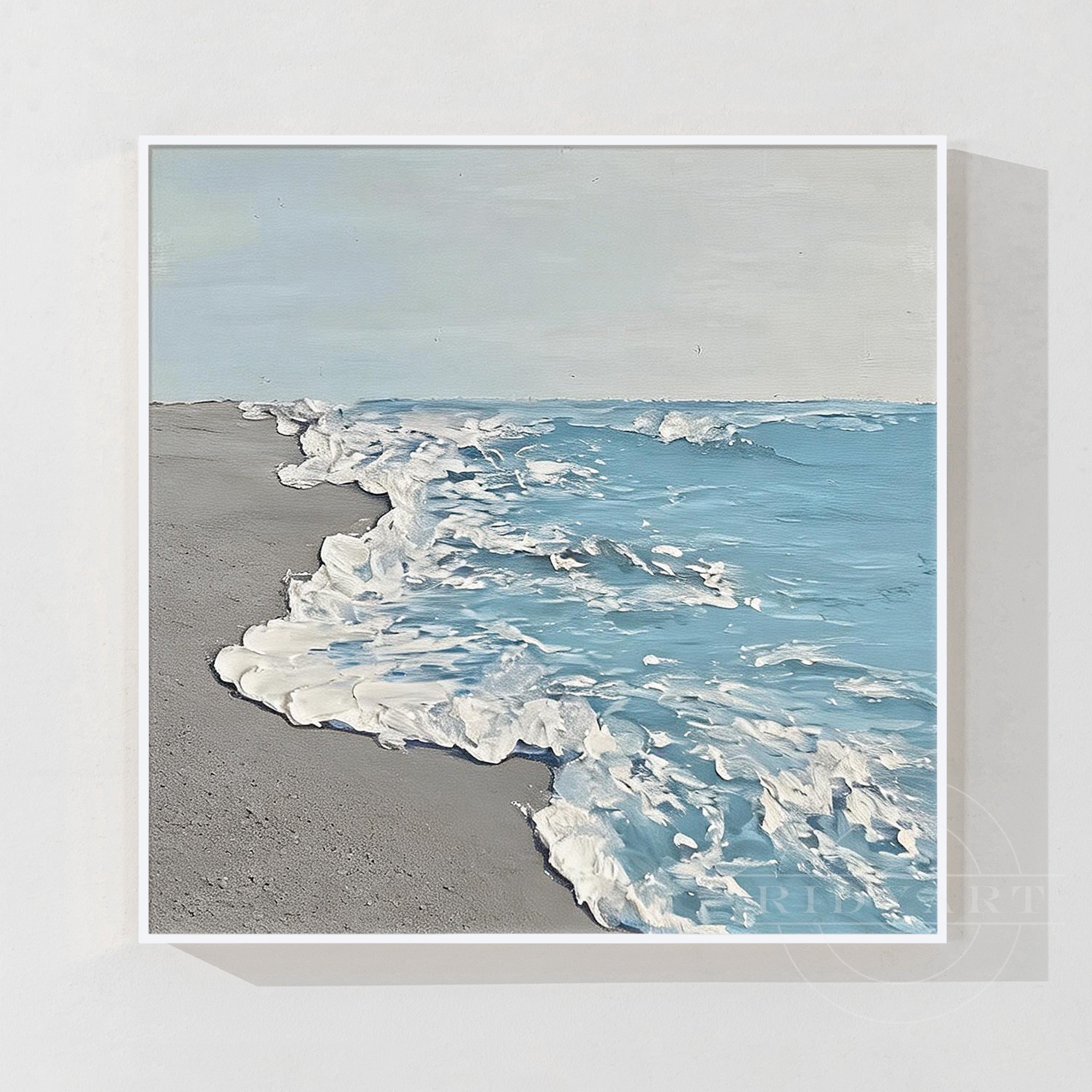 Coastal shoreline painting with textured waves
