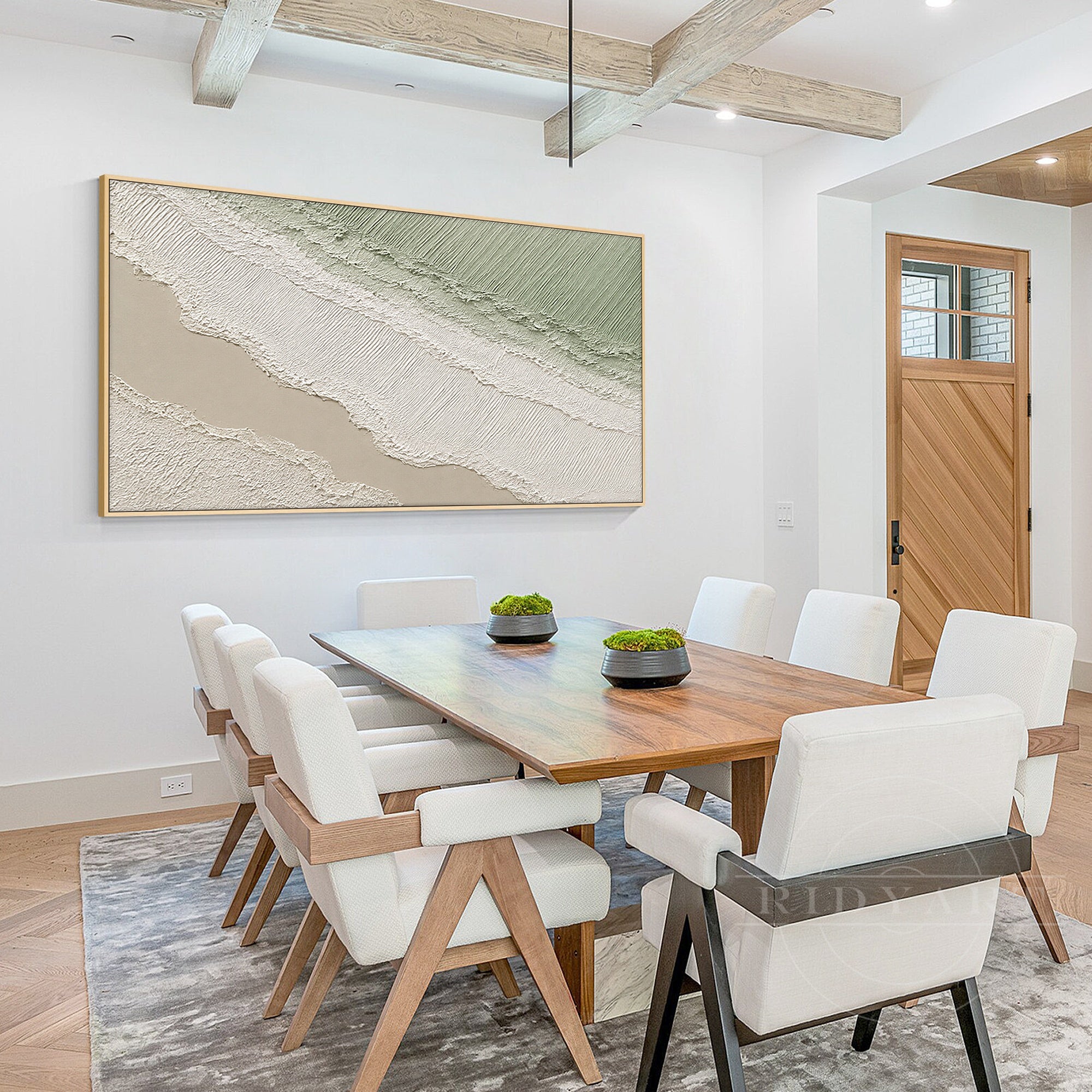 Handmade beach wave wall painting