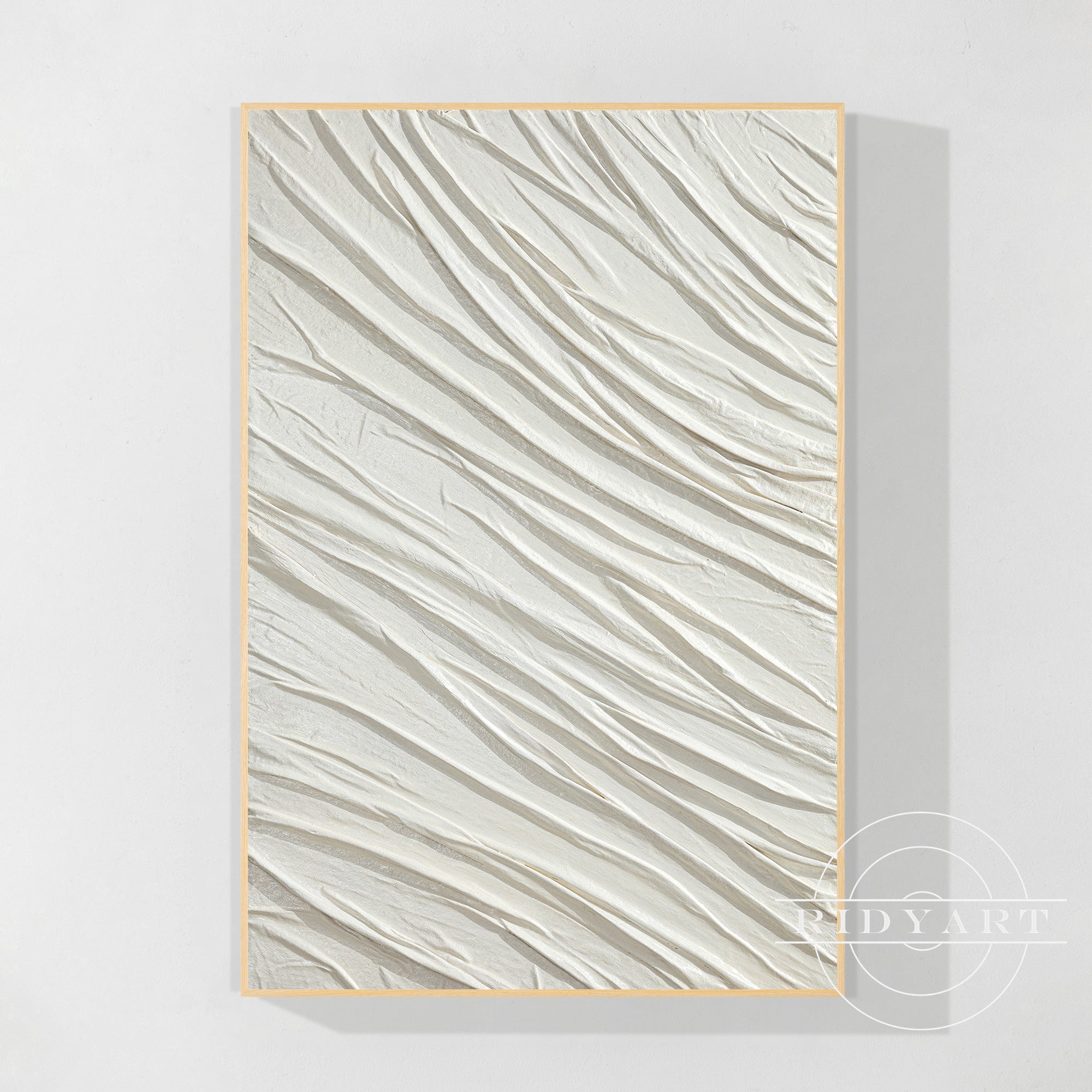 Minimalist White Textured Wall Art - Wavy Impasto Painting