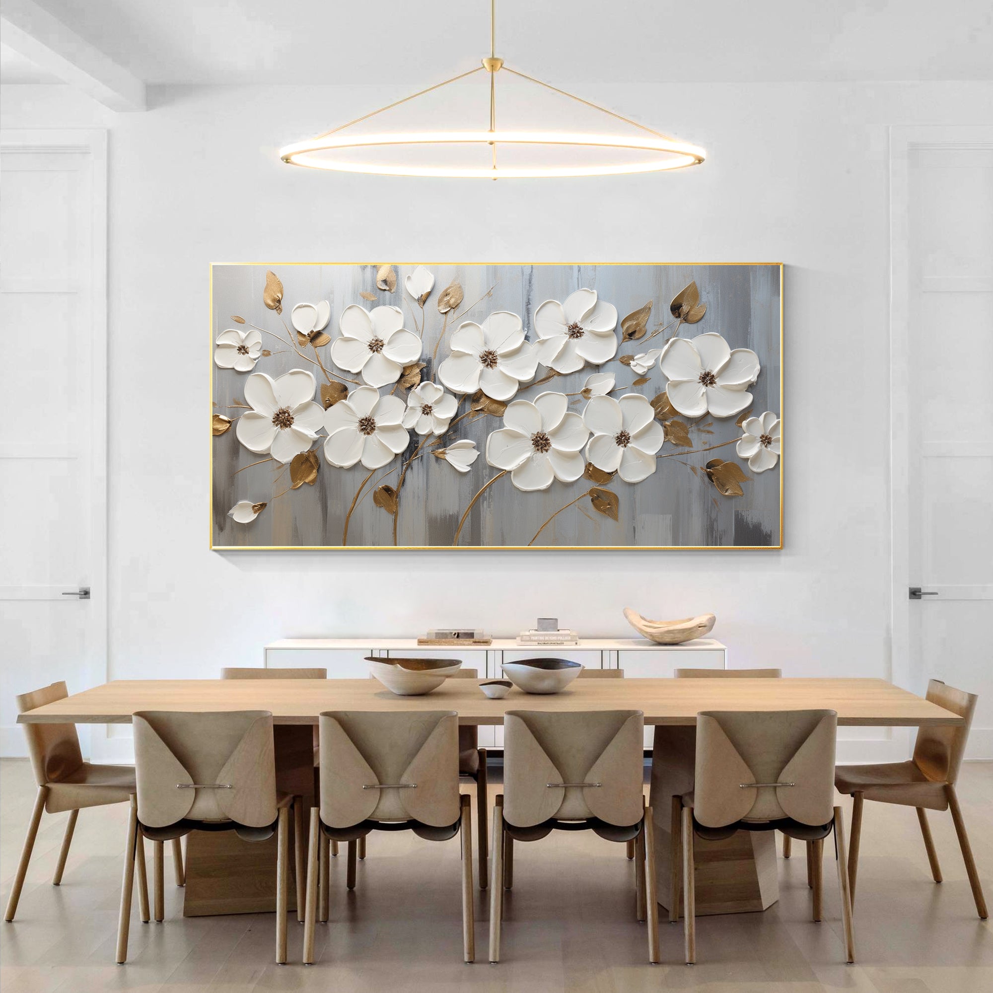 White Flowers Texture Wall Art