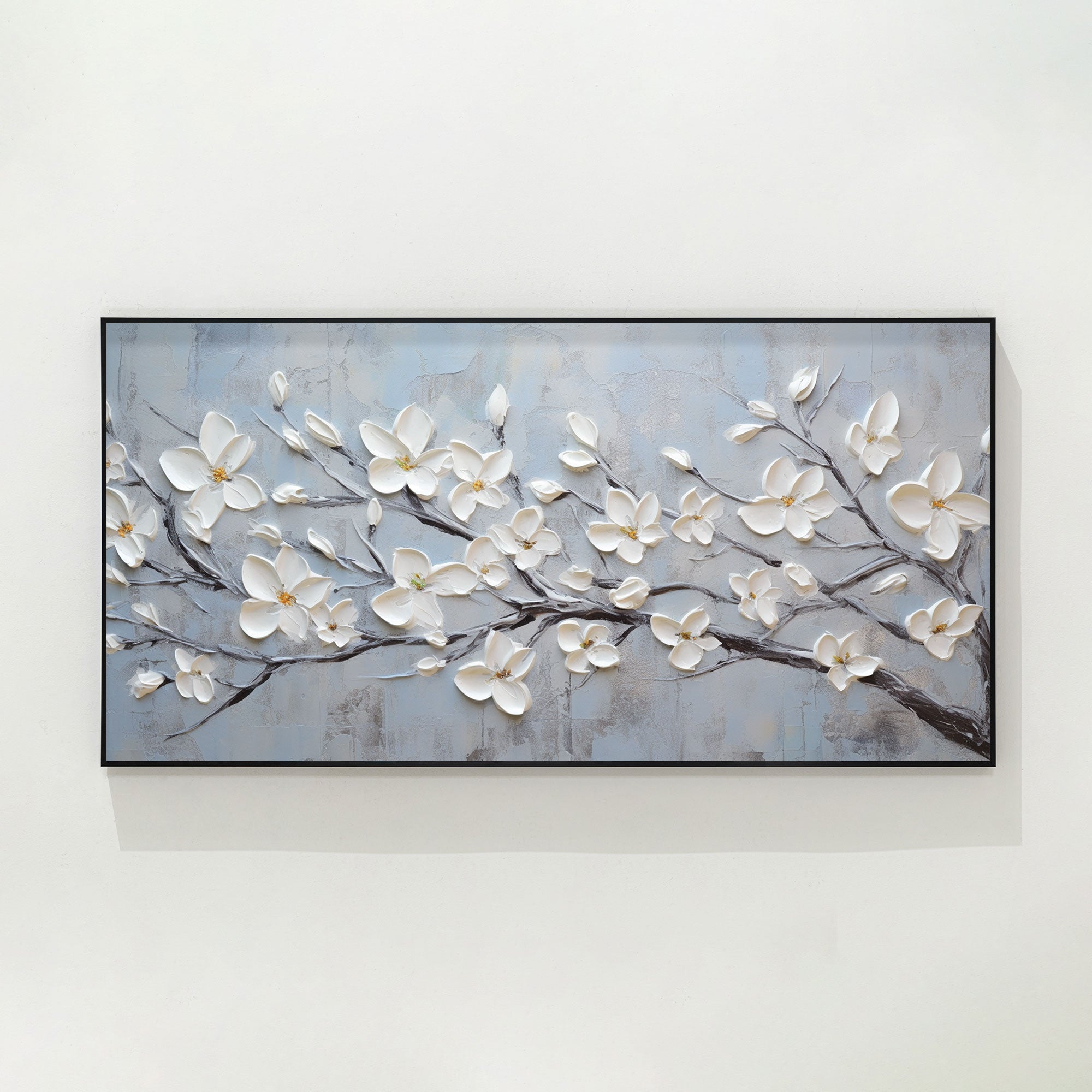 White Flowers Texture Wall Art