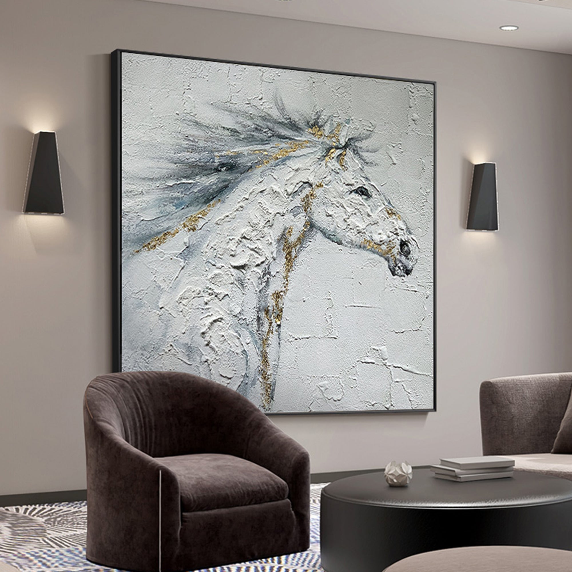 Weißes Pferd Gemälde Original Kunst