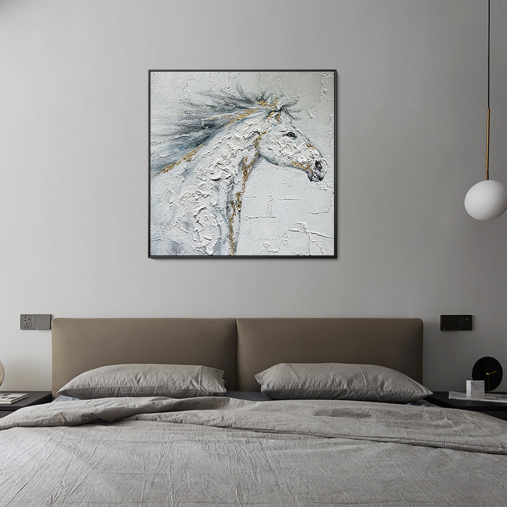 Weißes Pferd Gemälde Original Kunst