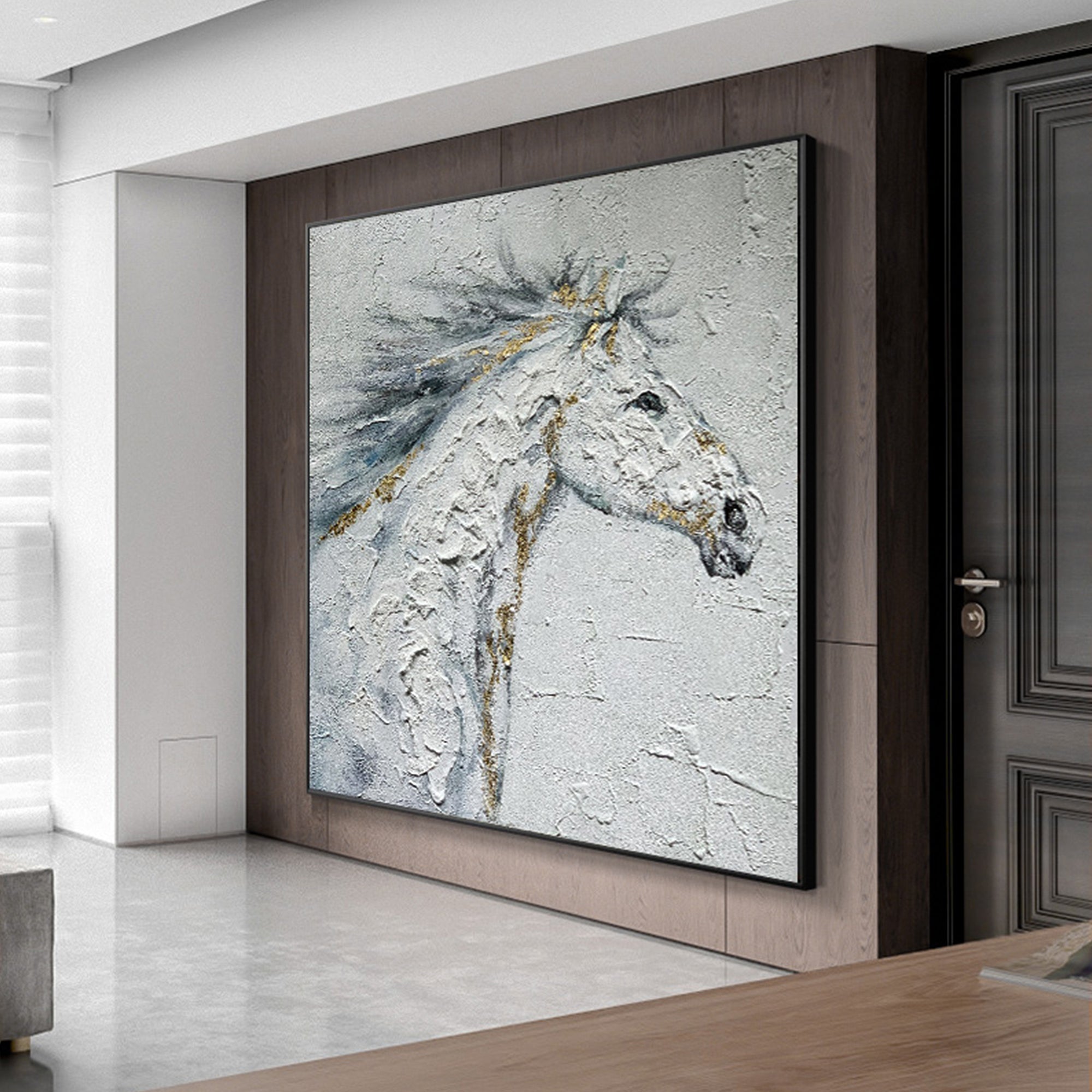 Weißes Pferd Gemälde Original Kunst