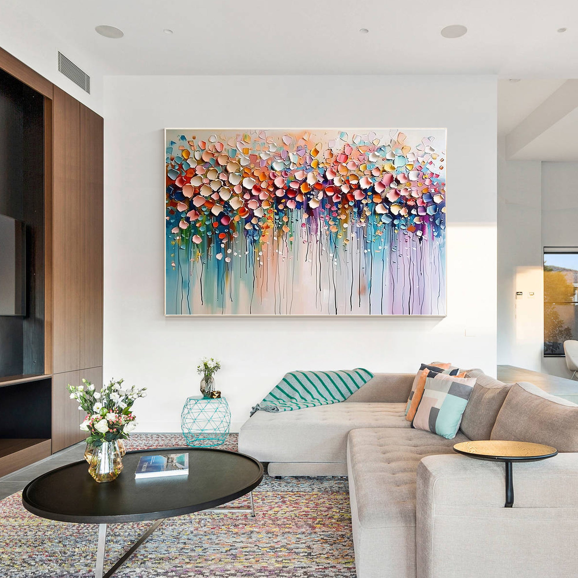 Wildflower 3D textured colorful abstract flowers painting.