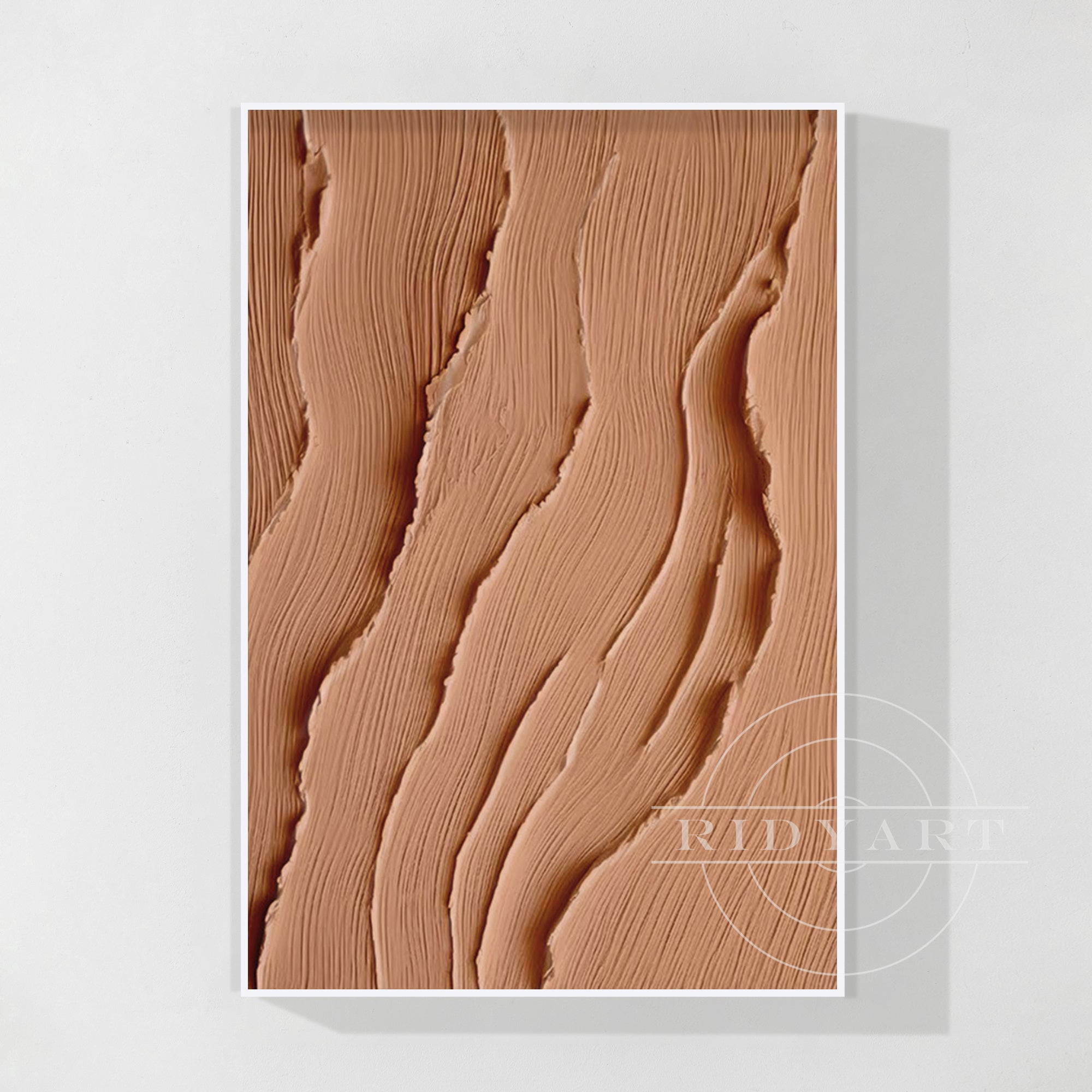 Erdfarbenes Ozeangemälde - Extragroße 3D Wabi Sabi Wandkunst