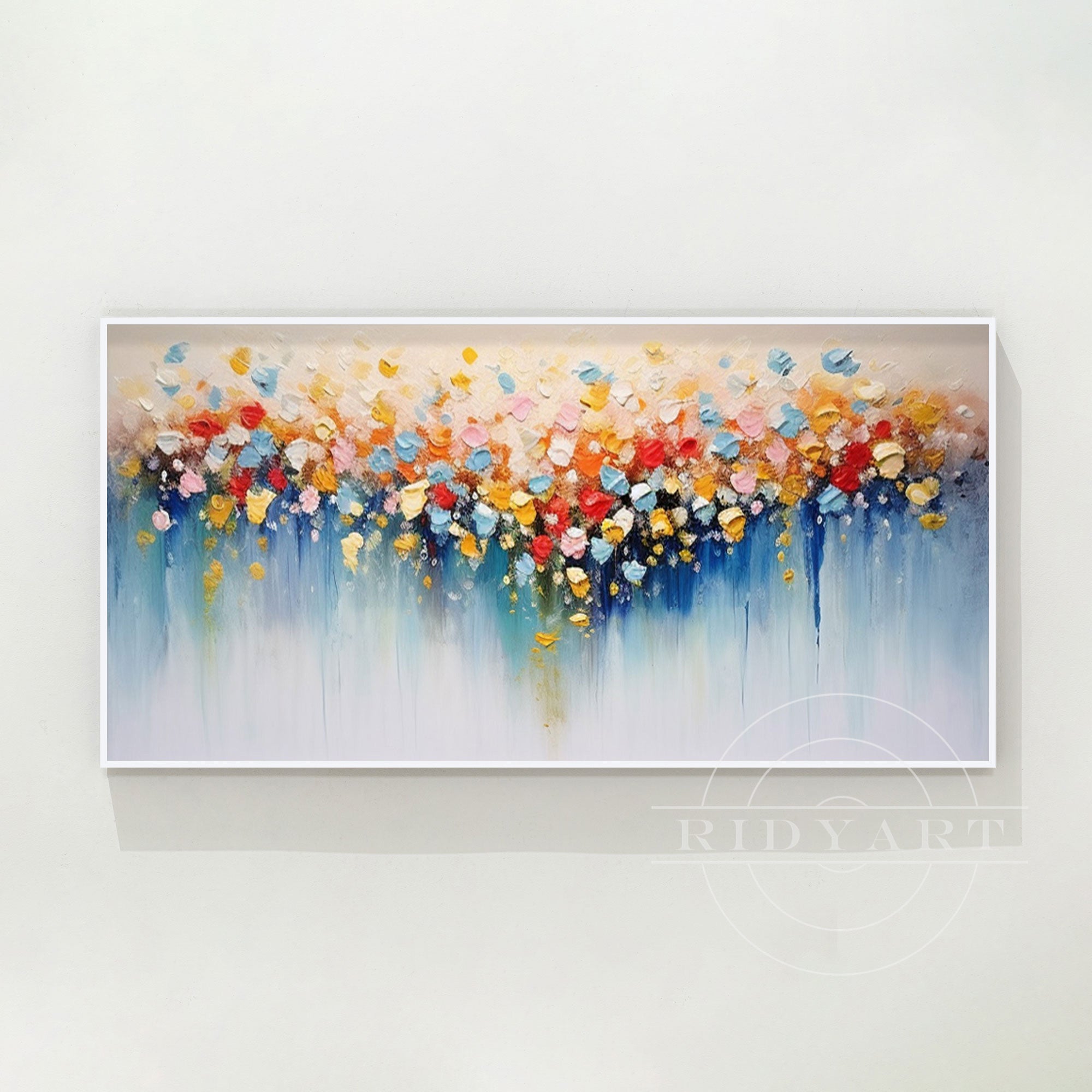 Colorful Abstract Flowers Painting - 3D Large Wall Art