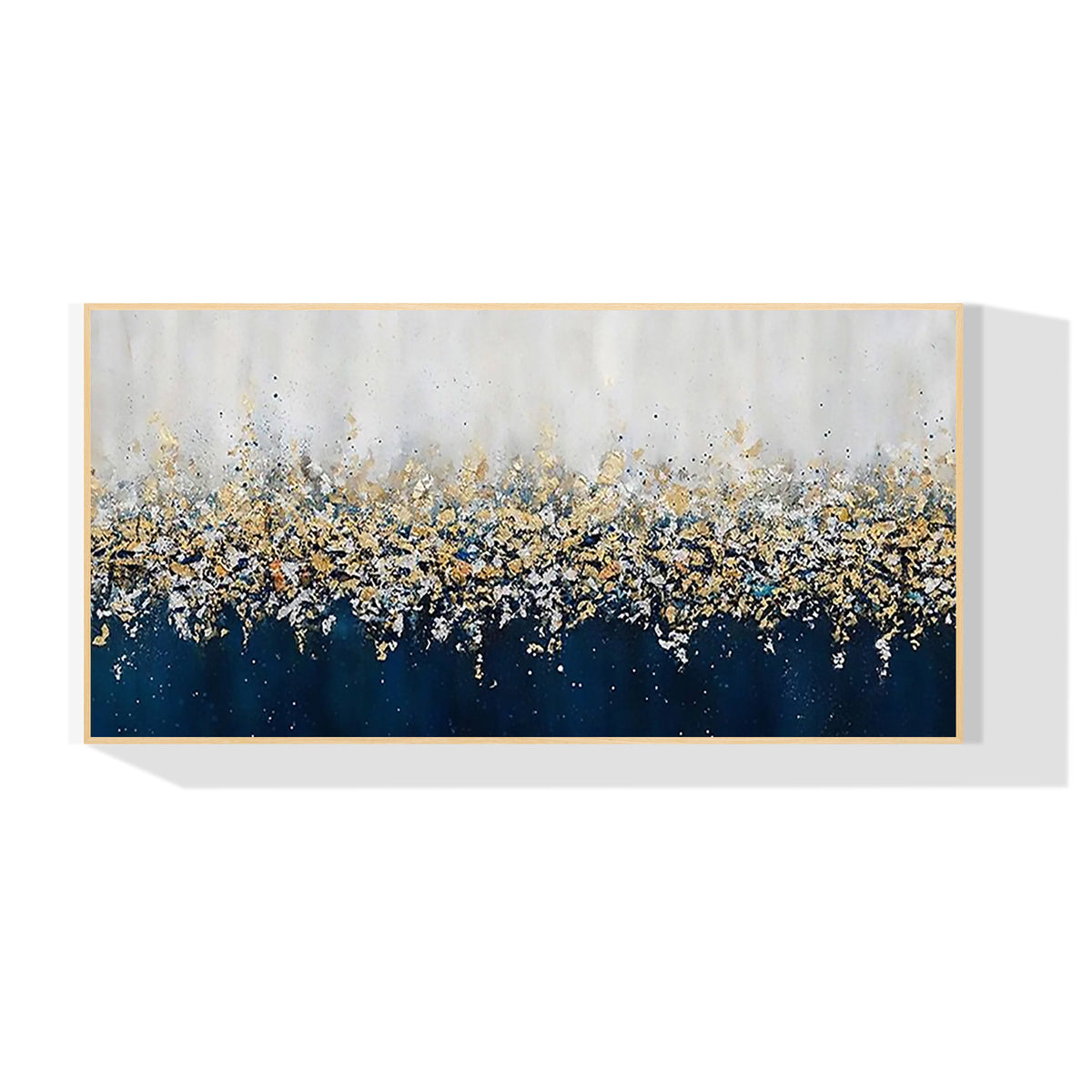 Navy Blue Abstract Gold Silver Wall Art