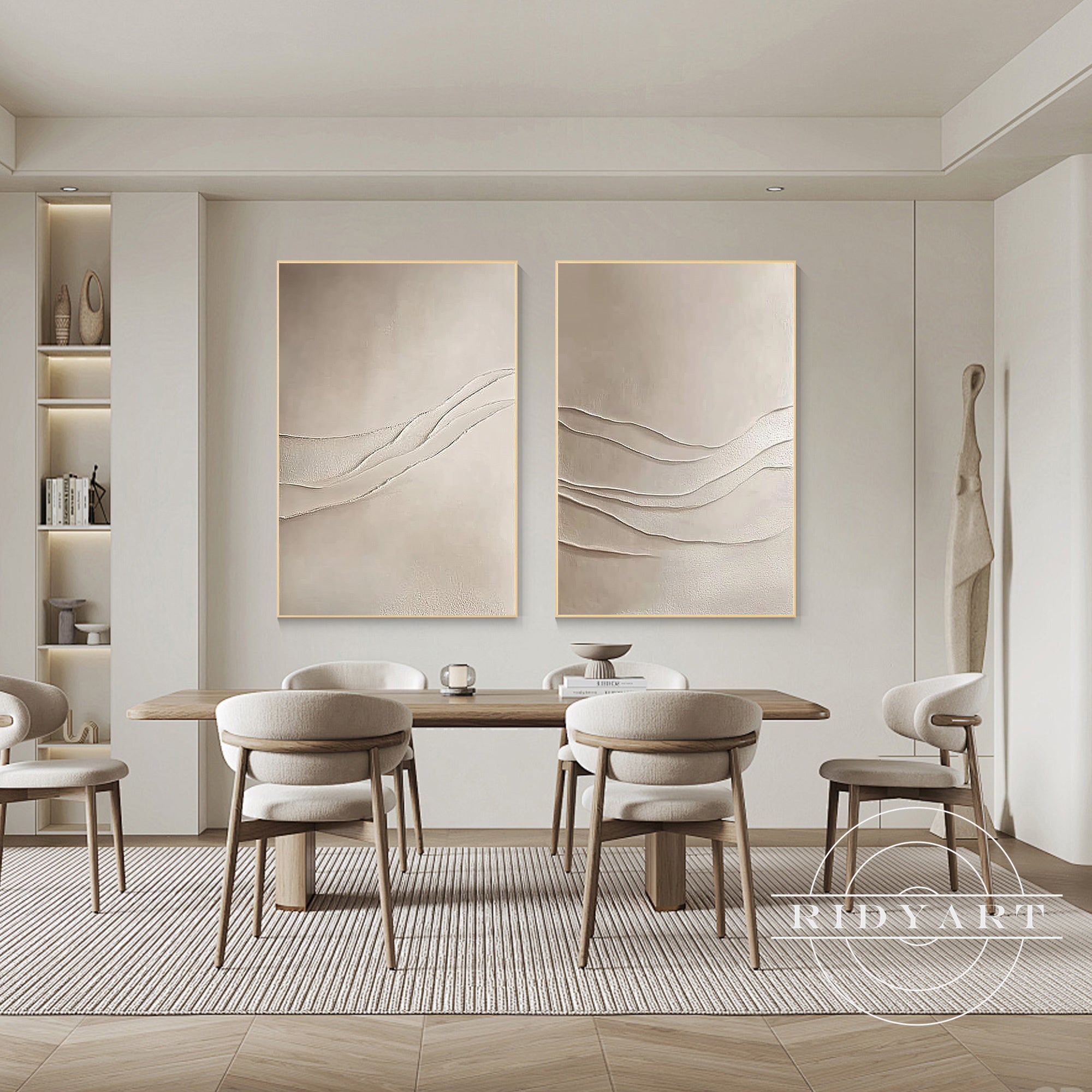 Beige modern abstract canvas artwork
