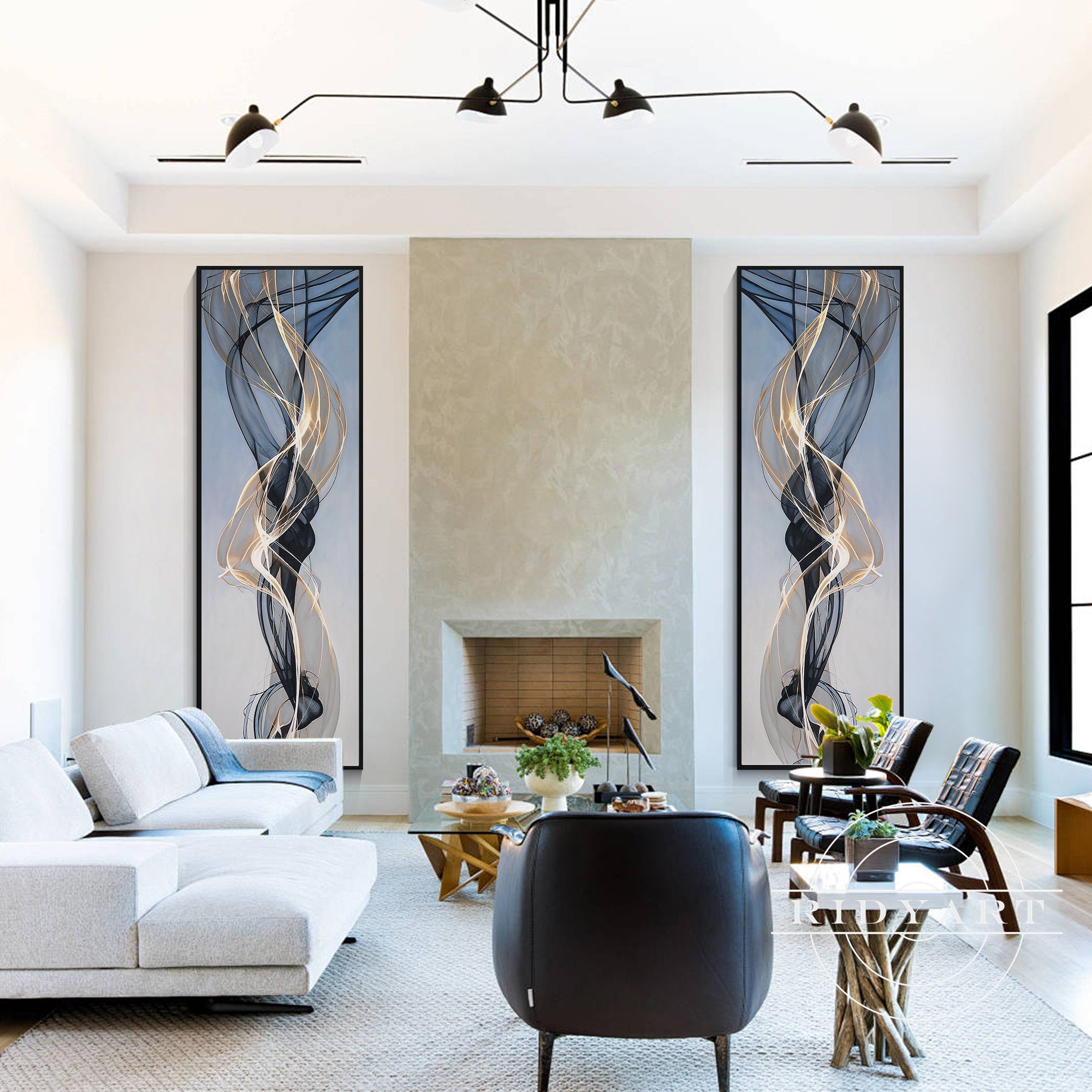 Extra large original canvas wall art in neutral tones