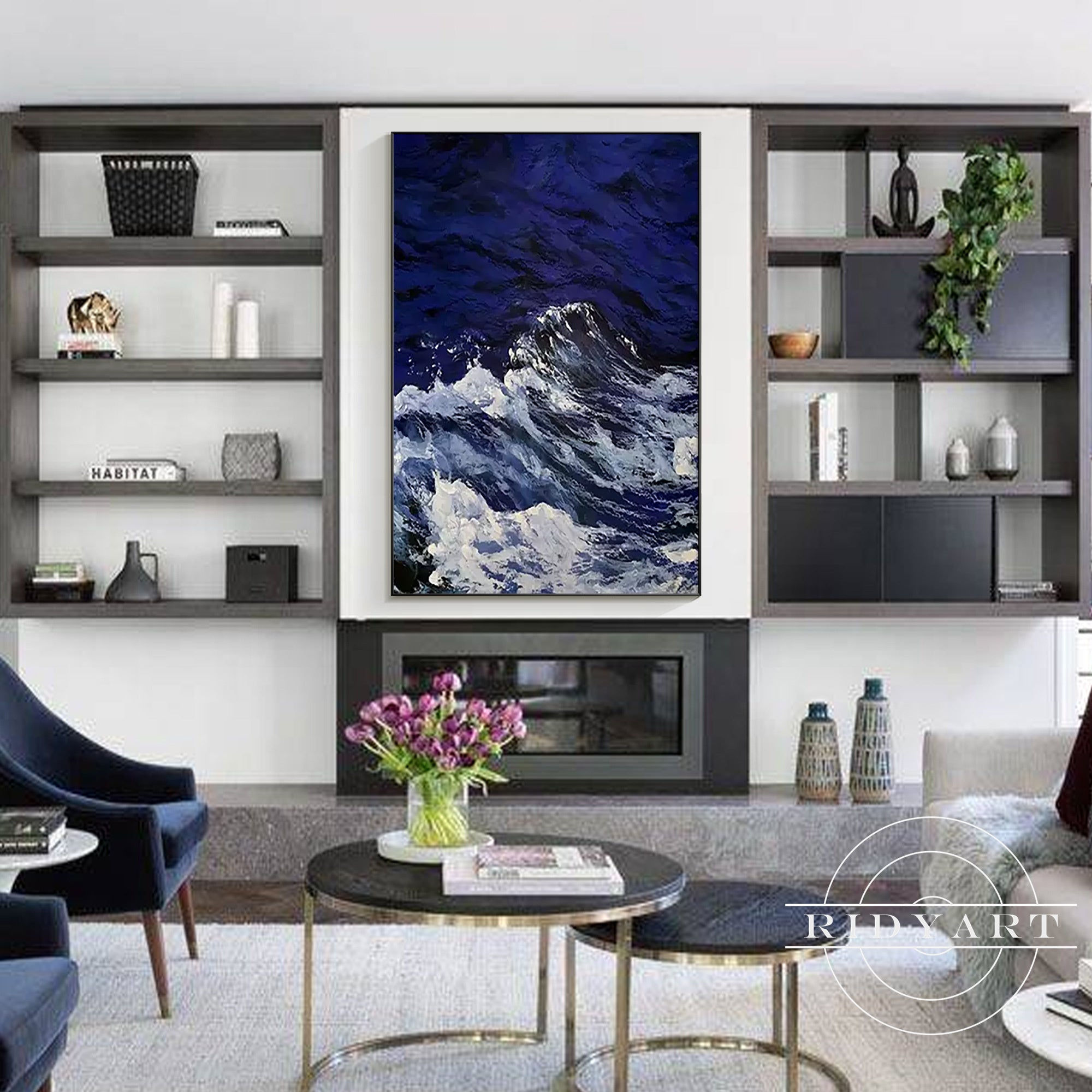 Textured coastline painting on canvas