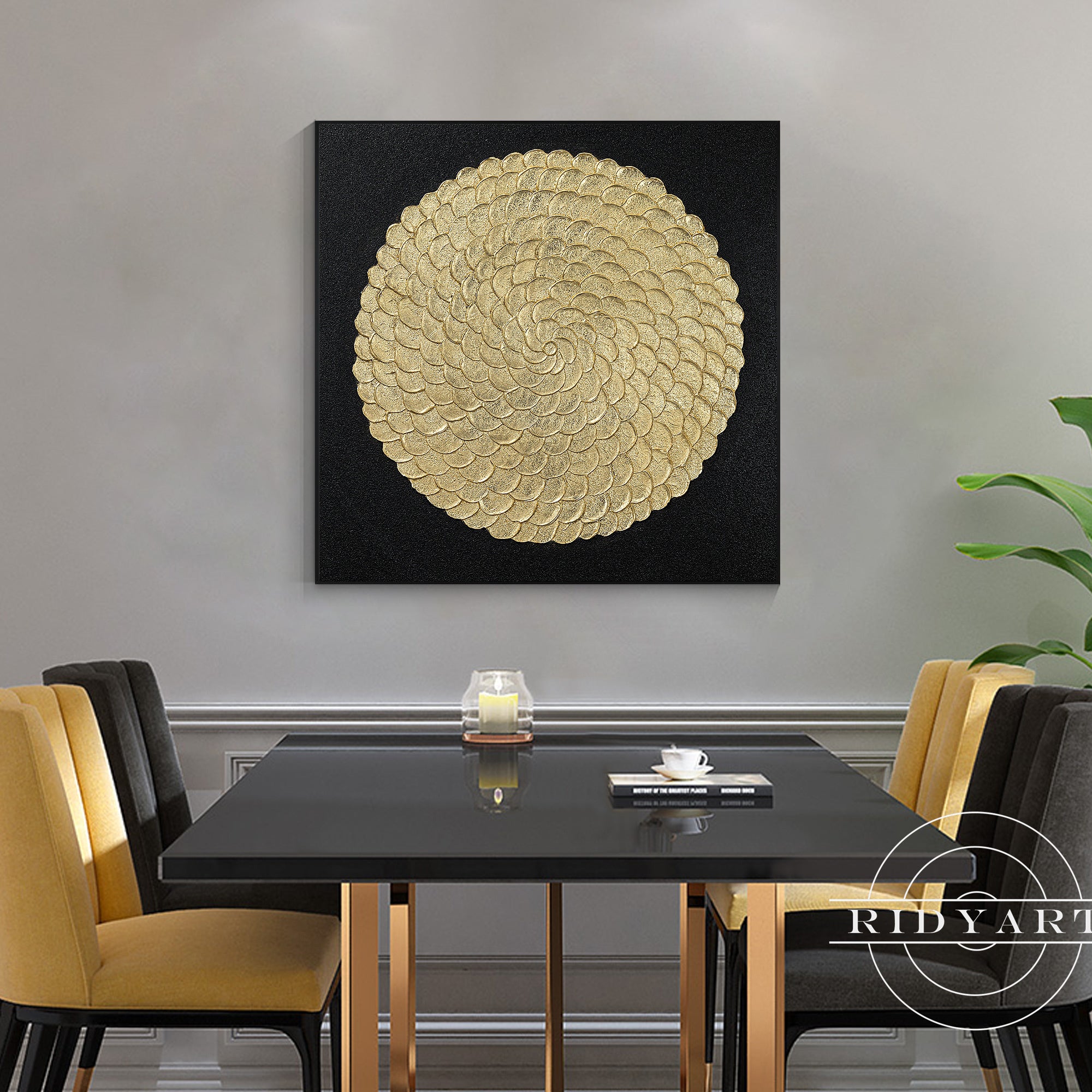 Square Zen-inspired wall art for modern living room decor