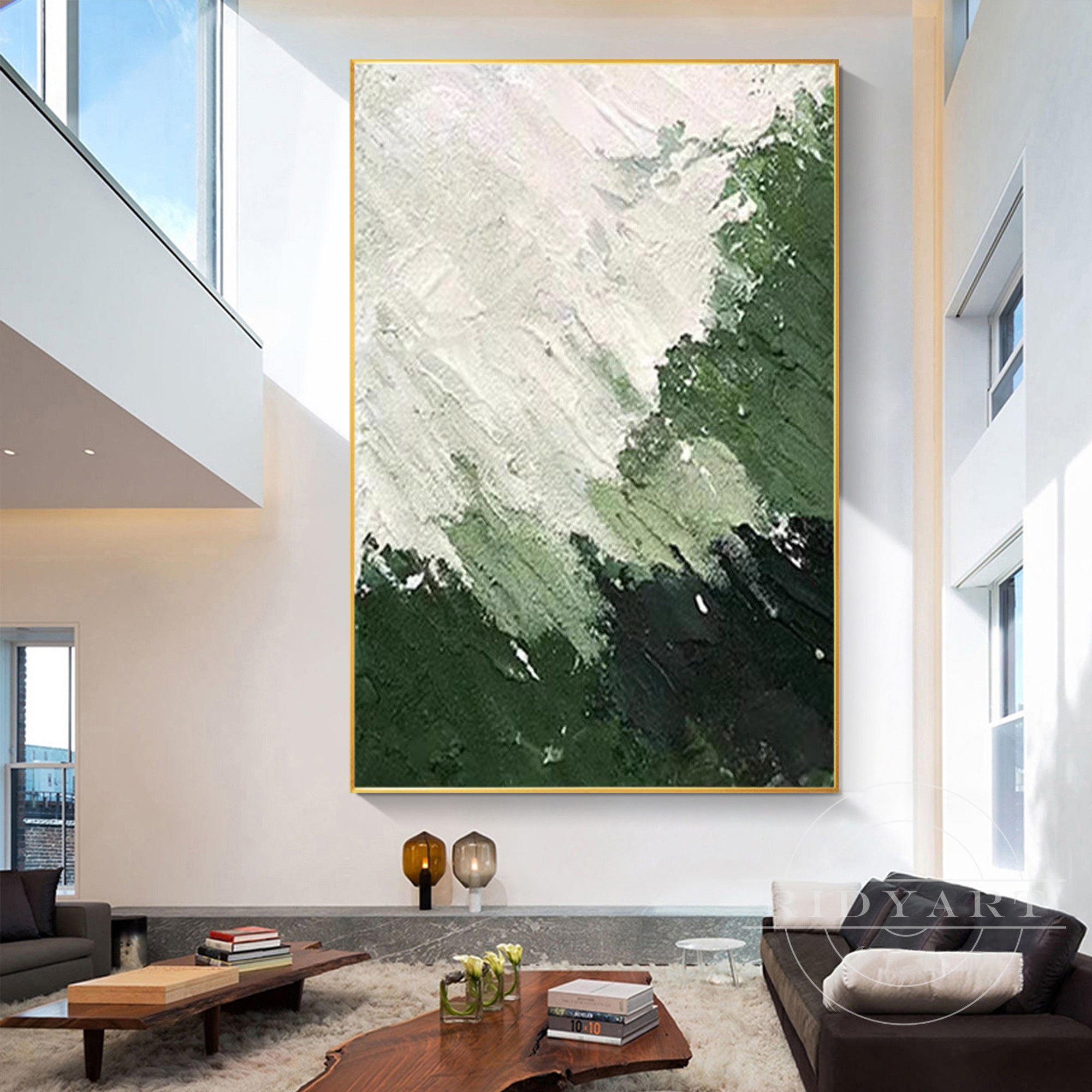 Modern abstract green textured artwork for stylish interiors