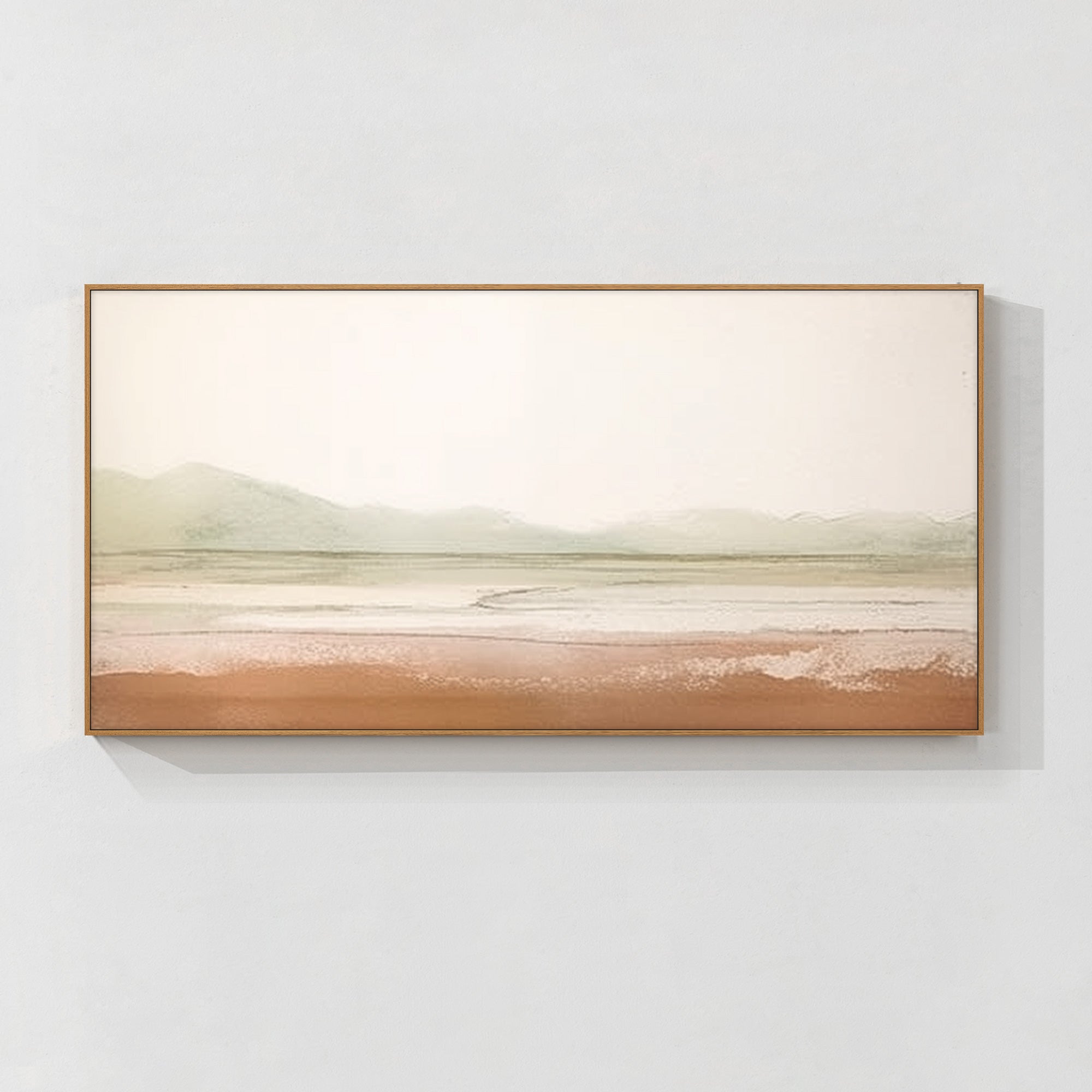 Abstract mountain wall art in beige tones for Boho room decor