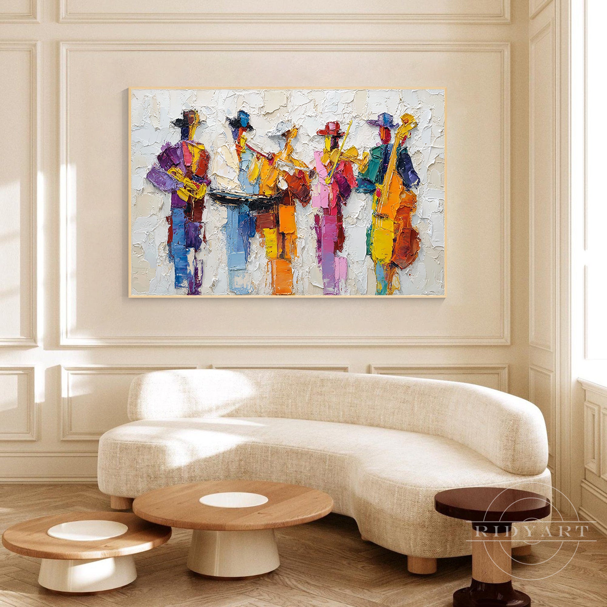 Vibrant jazz band painting contemporary wall decor