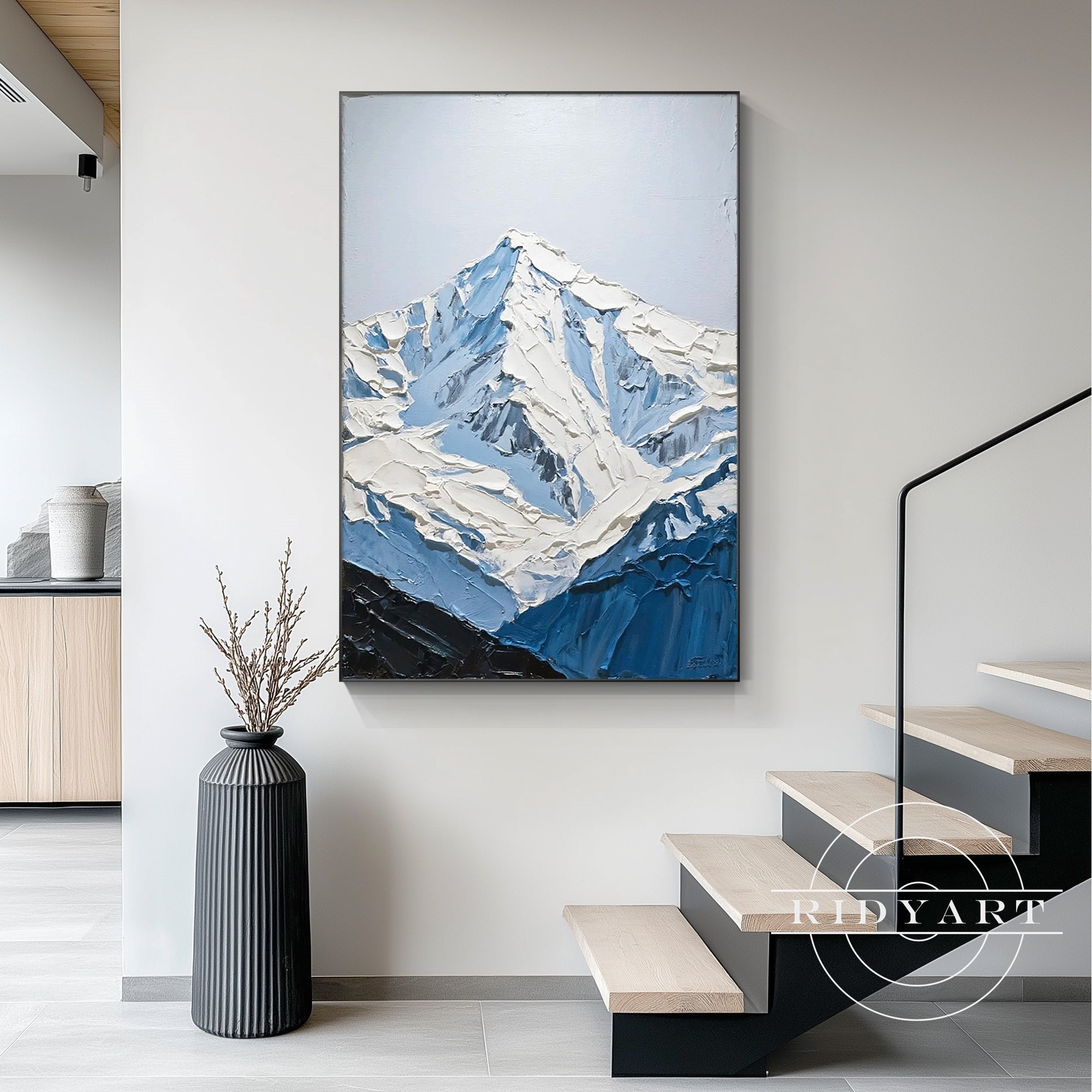 Contemporary mountain landscape abstract painting on canvas
